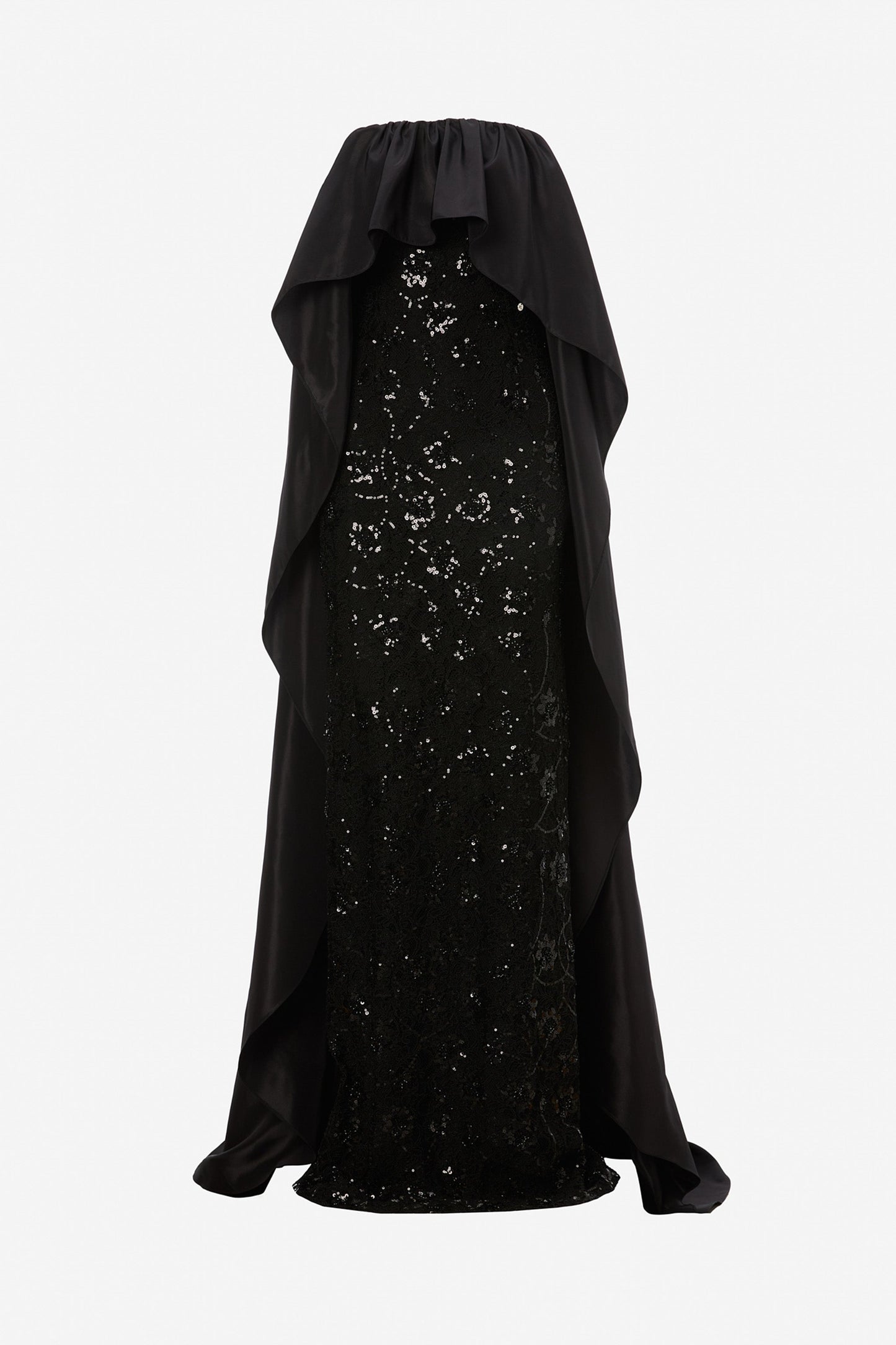 Taffeta cape lace gown NISSA
