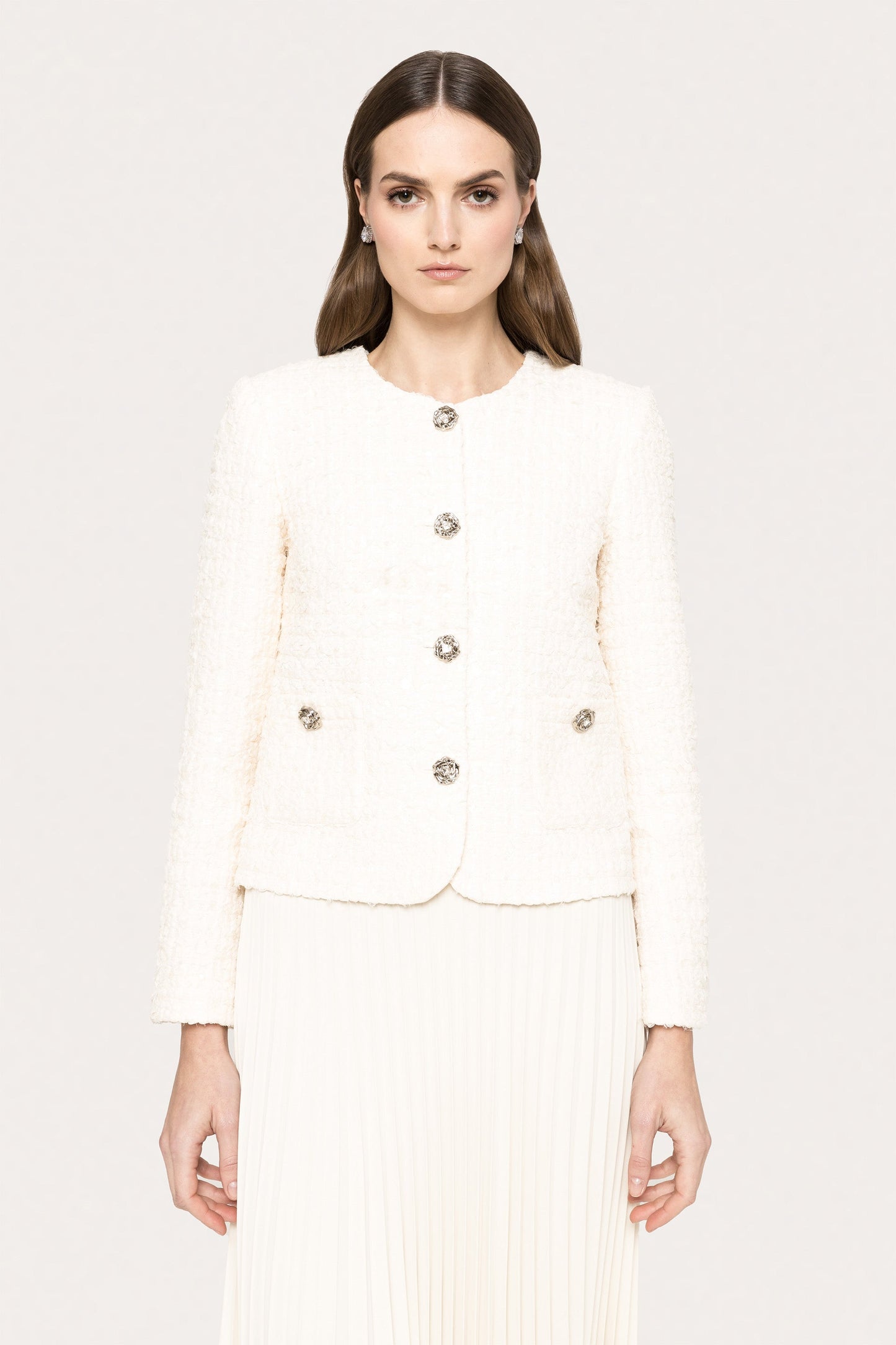 Bouclé suit jacket - J15577 off white NISSA