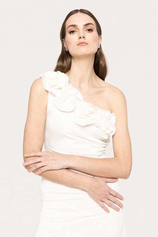 Floral-appliqué midi dress - RS16045 NISSA