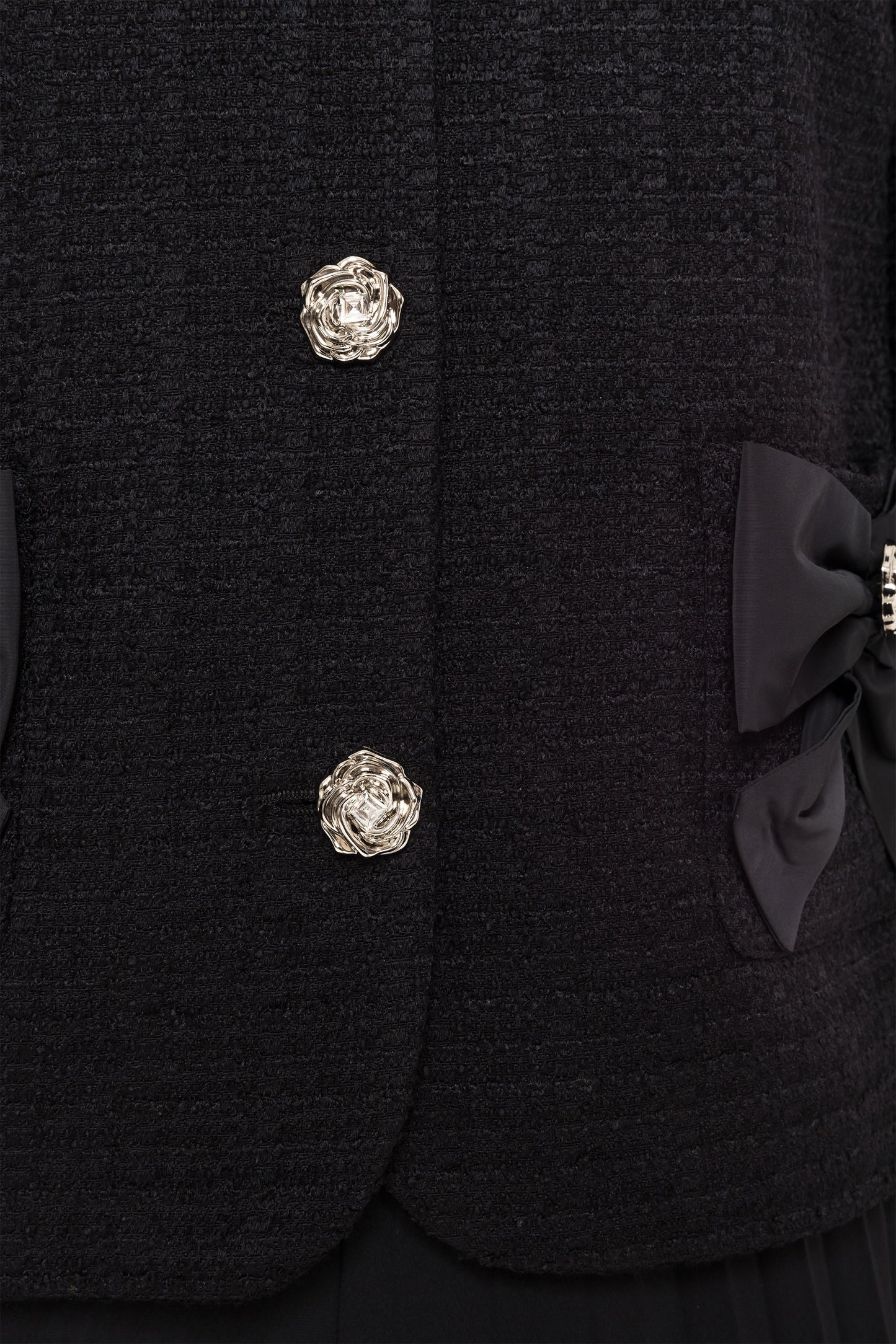 Bow-detail boucle suit jacket - J15628 black NISSA