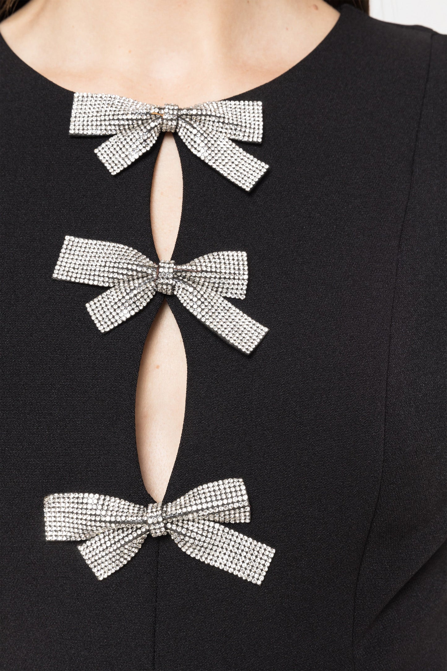 Crystal-bow crepe midi dress NISSA