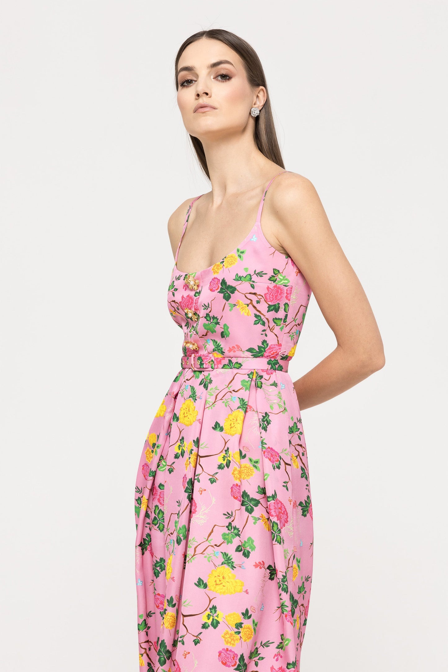 Belted viscose midi dress - RC15828 NISSA