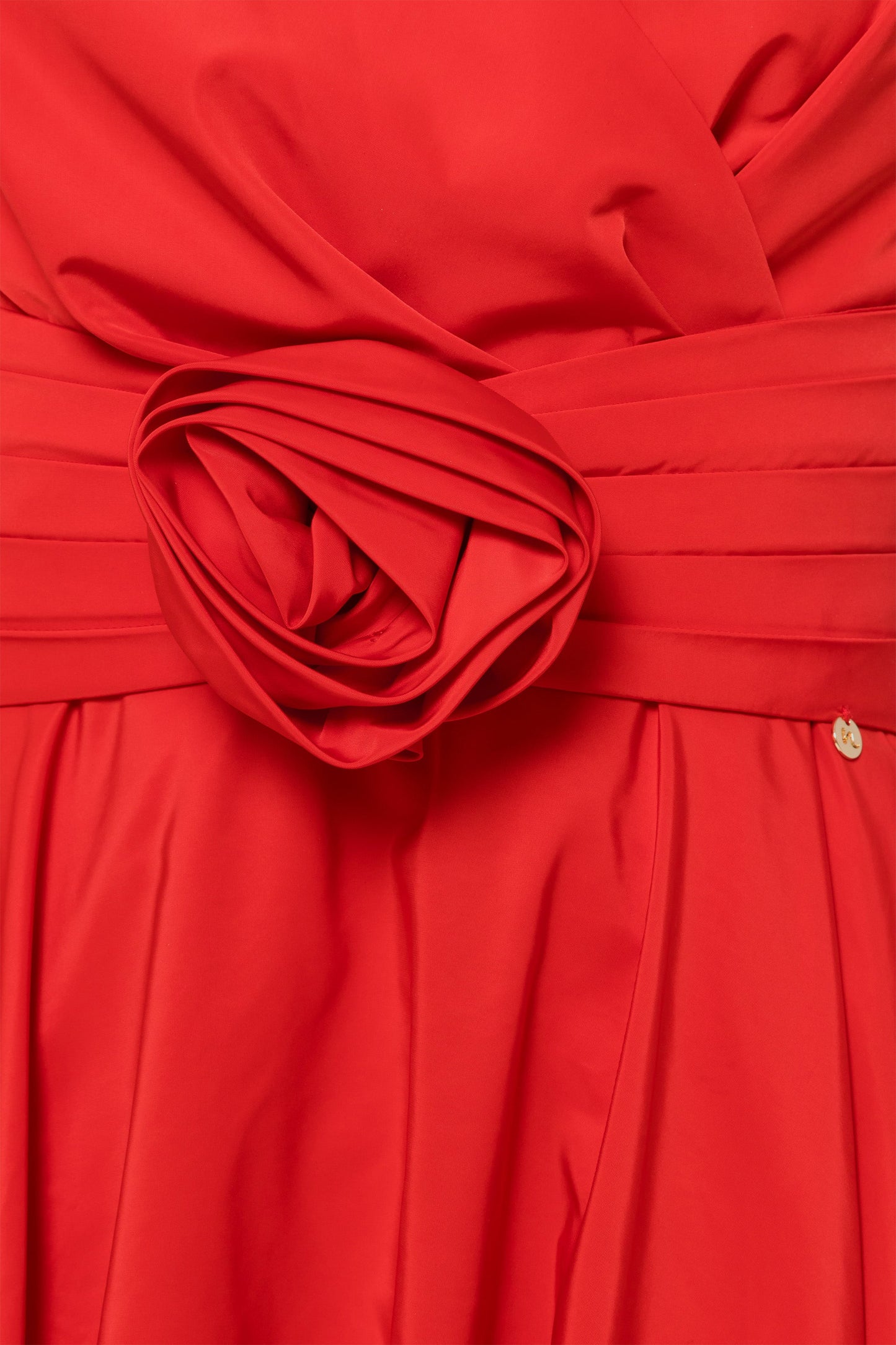 Floral-appliqué taffeta midi dress - RS15683 red NISSA