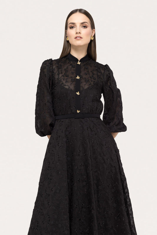 Embroidered lyocell midi dress - RC15719 black NISSA