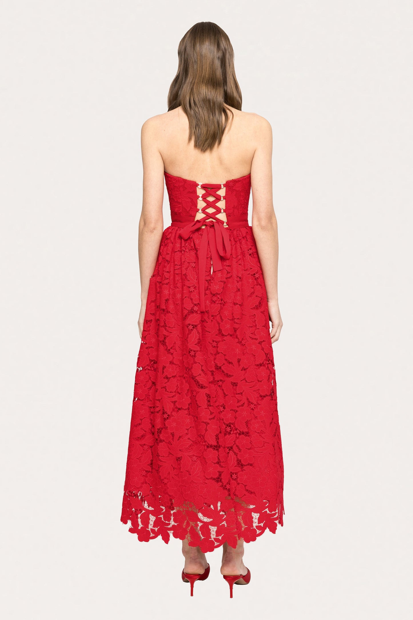 Corset-style strapless lace dress - RS15670 red NISSA