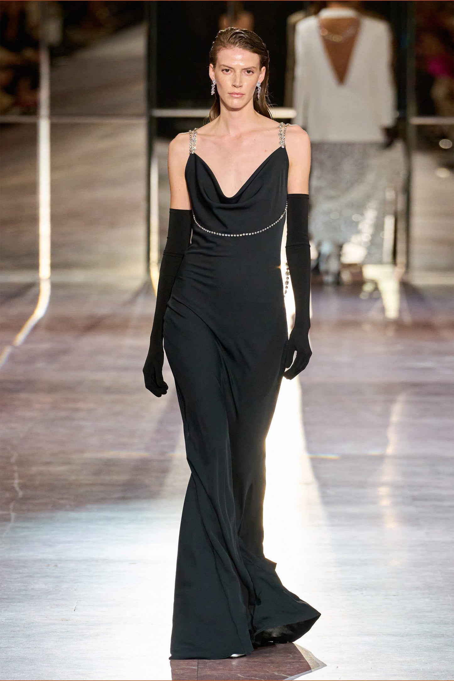 Crystal-embellished open-back gown NISSA