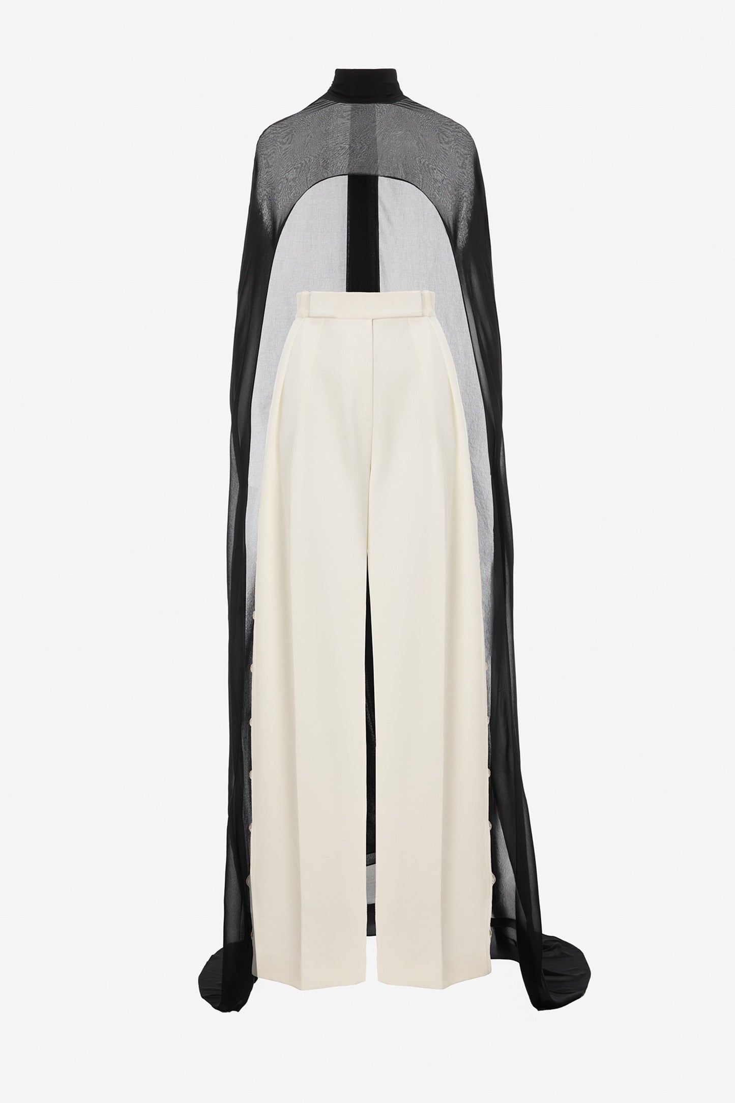 High rise side-slit white pants NISSA