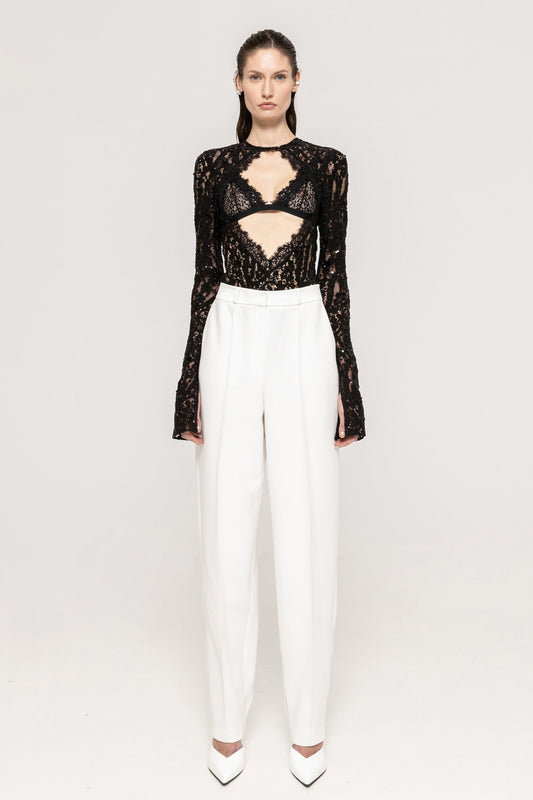 High-rise back-slit pants NISSA