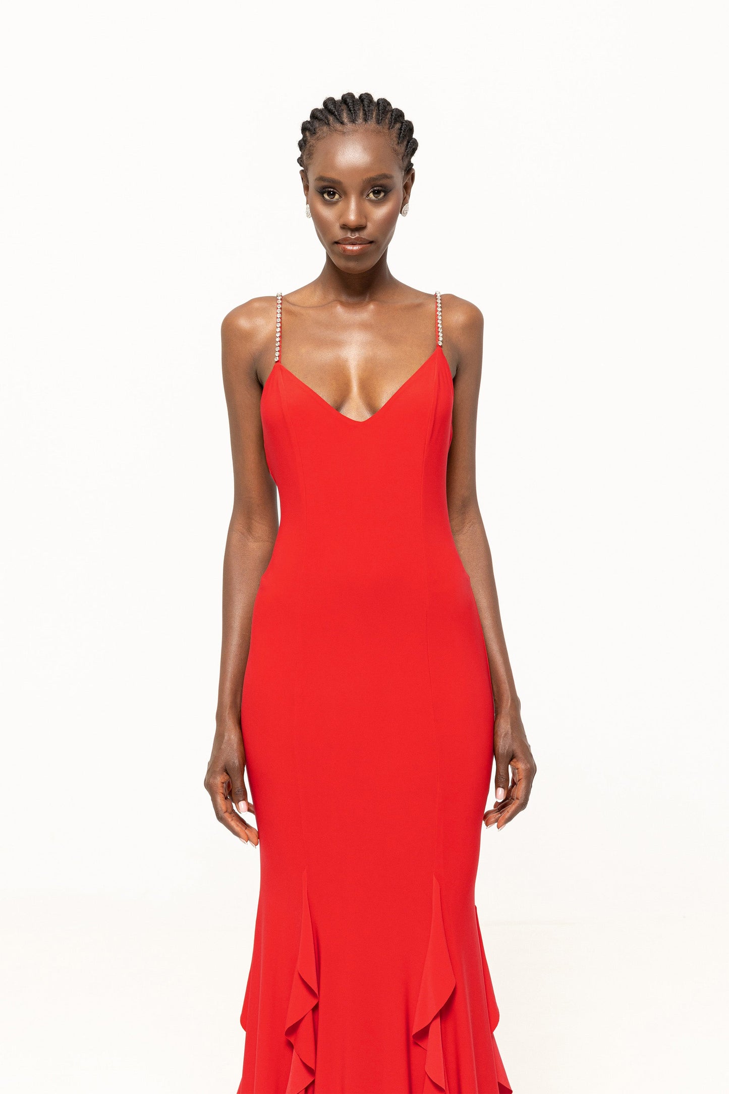 Ruffle-detailing chiffon maxi dress NISSA