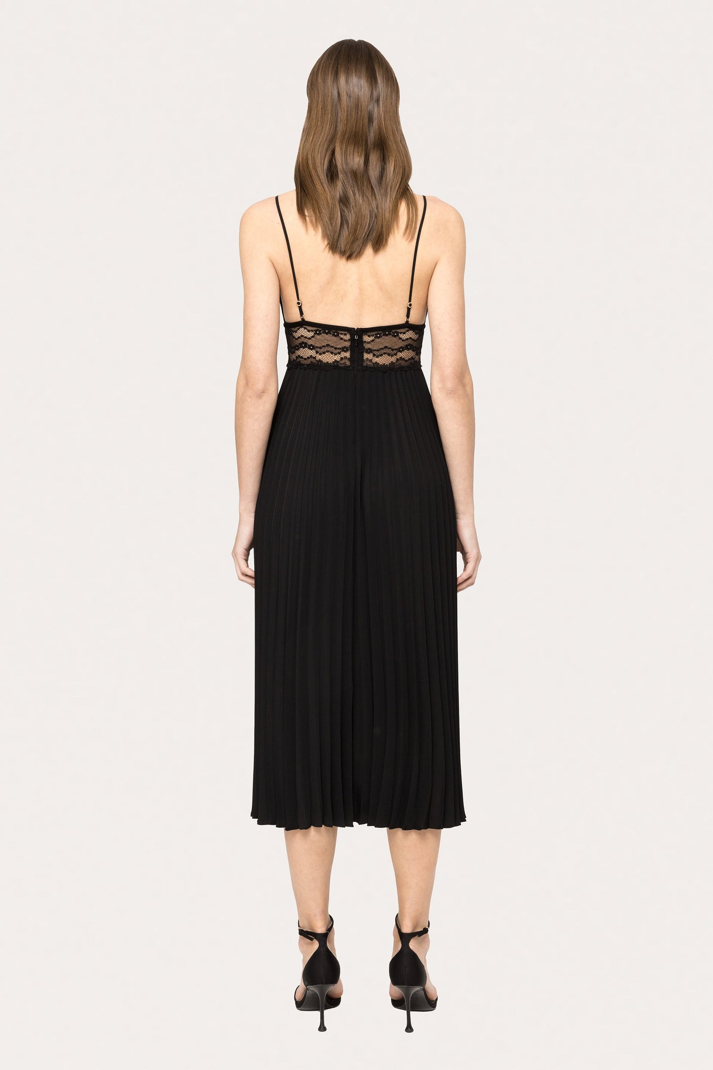 Lace insert pleated midi dress - RS15538 NISSA