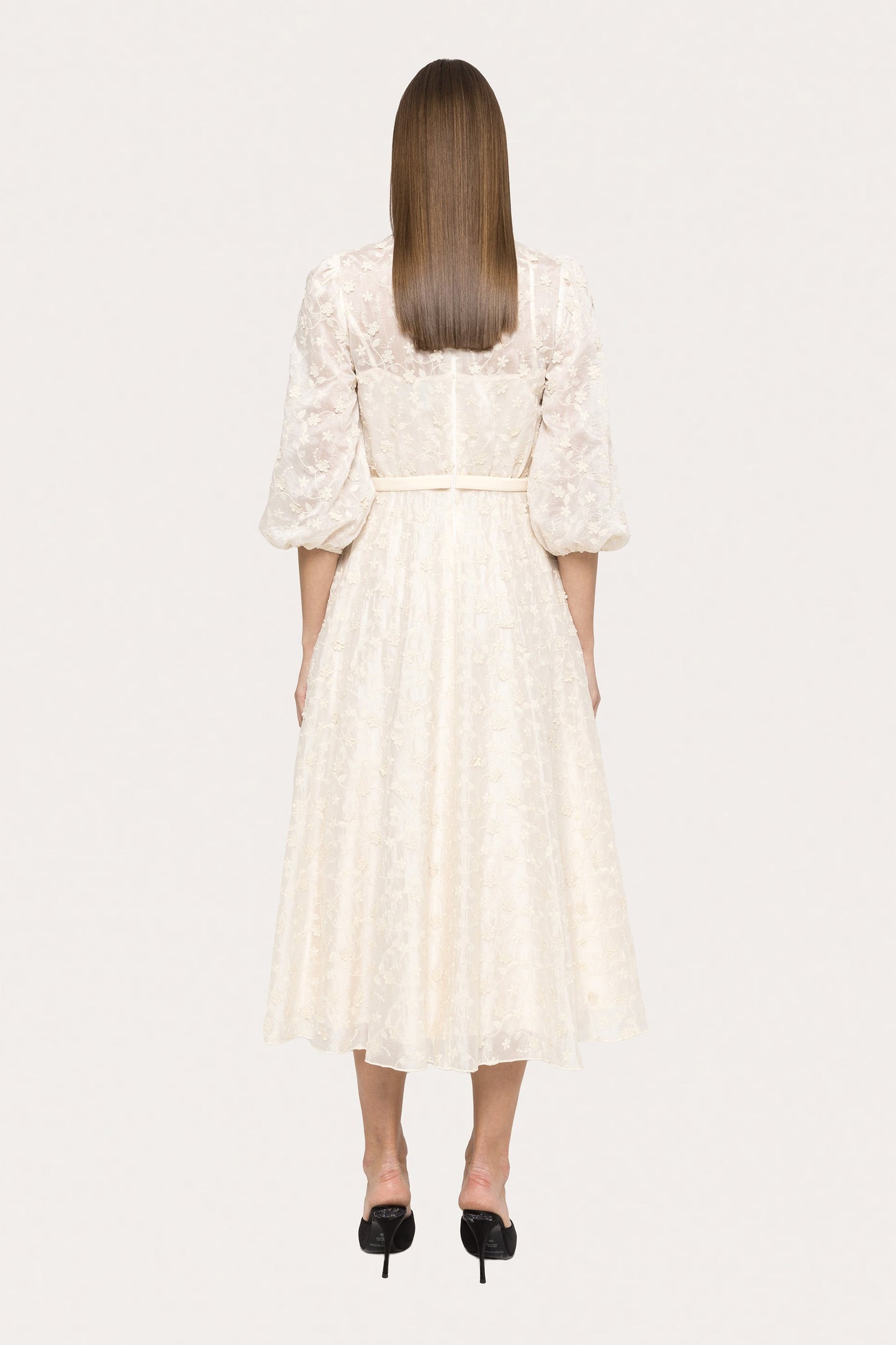 Embroidered lyocell midi dress - RC15719 off white NISSA