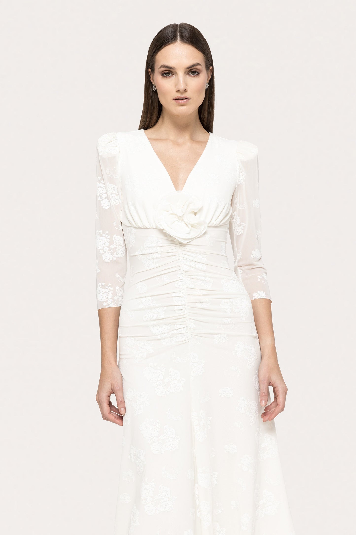 Floral-appliqué mesh dress - RS15654 NISSA