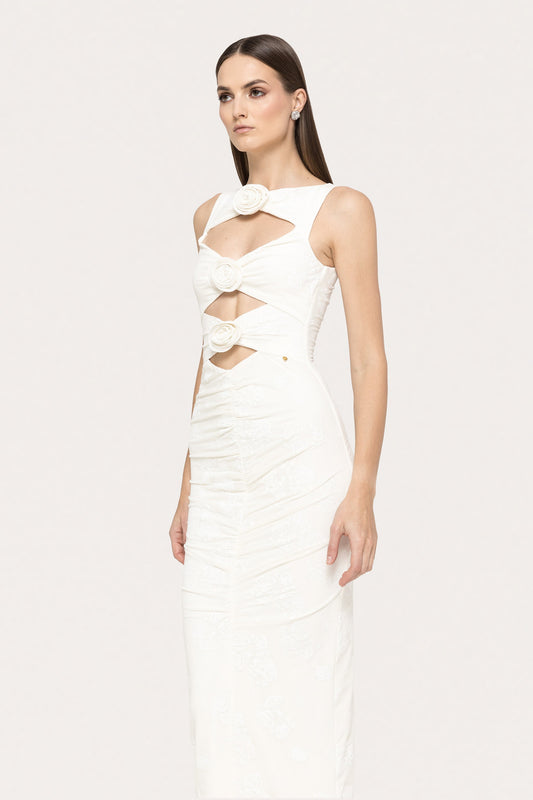 Floral-appliqué midi dress - RS15613 NISSA