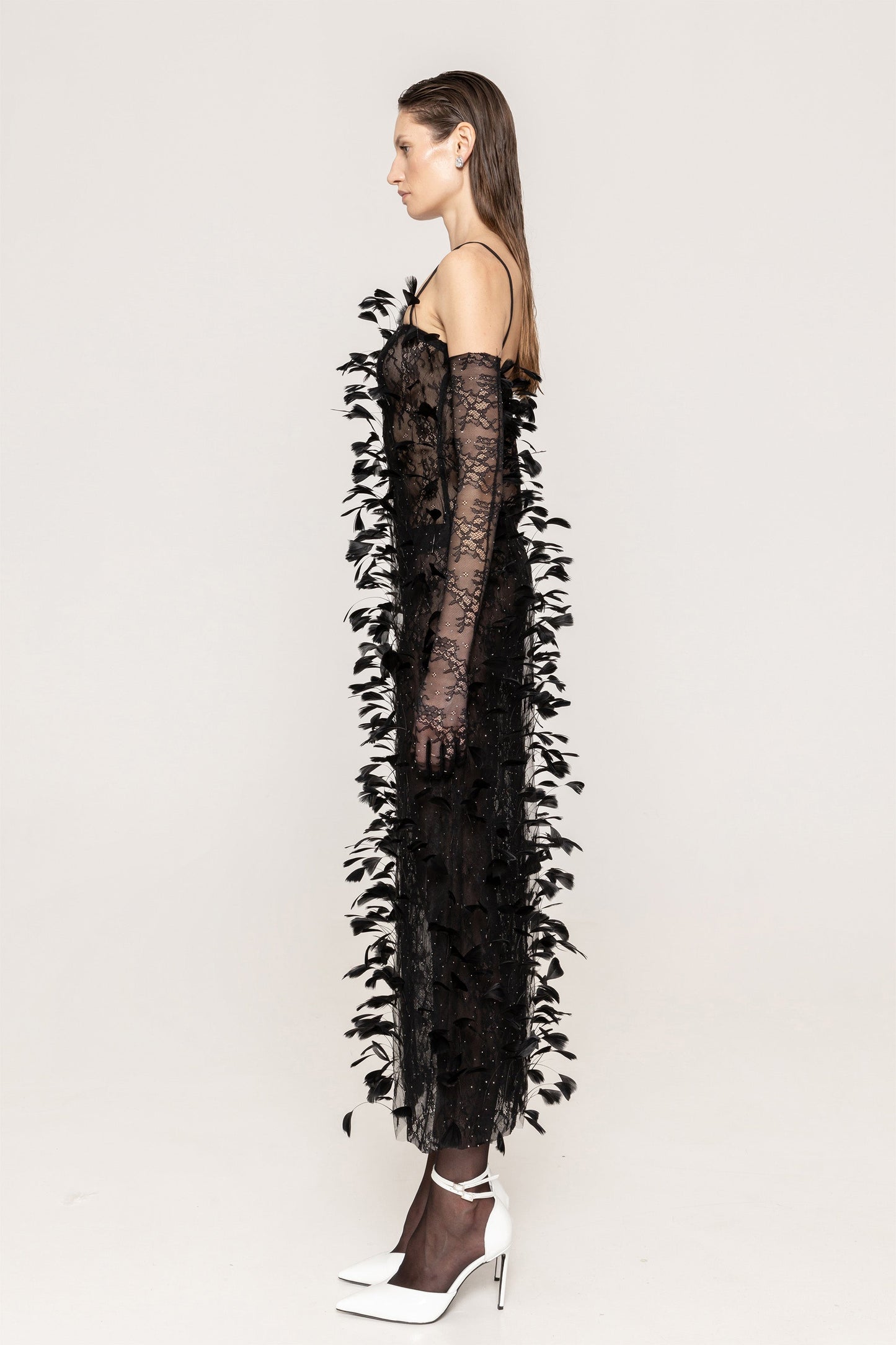 Ostrich-feather lace dress NISSA