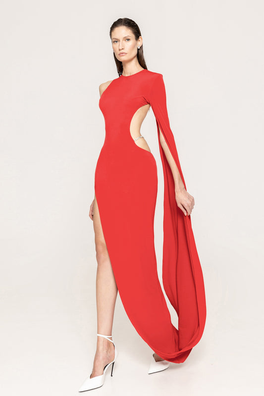 Cape-sleeve jersey maxi dress NISSA