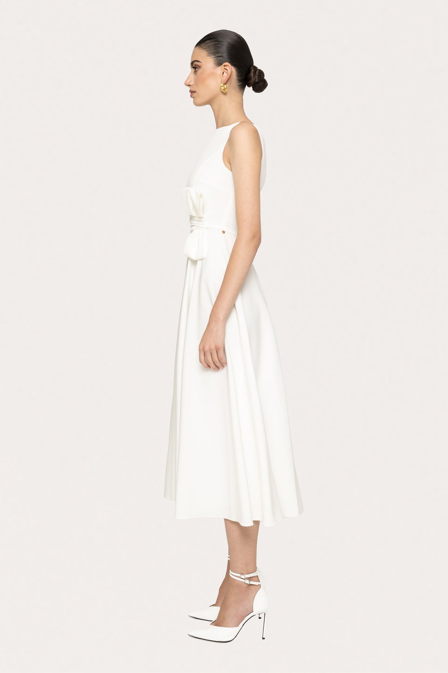 Bow-detail midi dress - RZ15912 white NISSA
