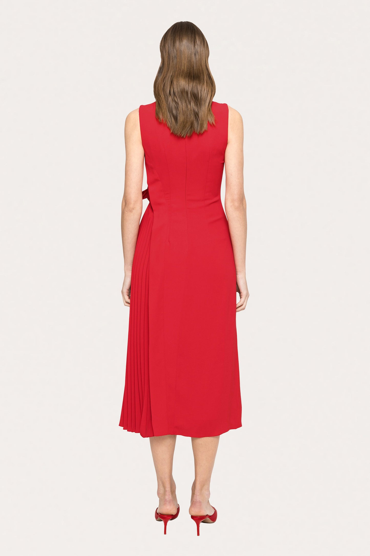 Floral-appliqué midi dress - RC15688 red NISSA