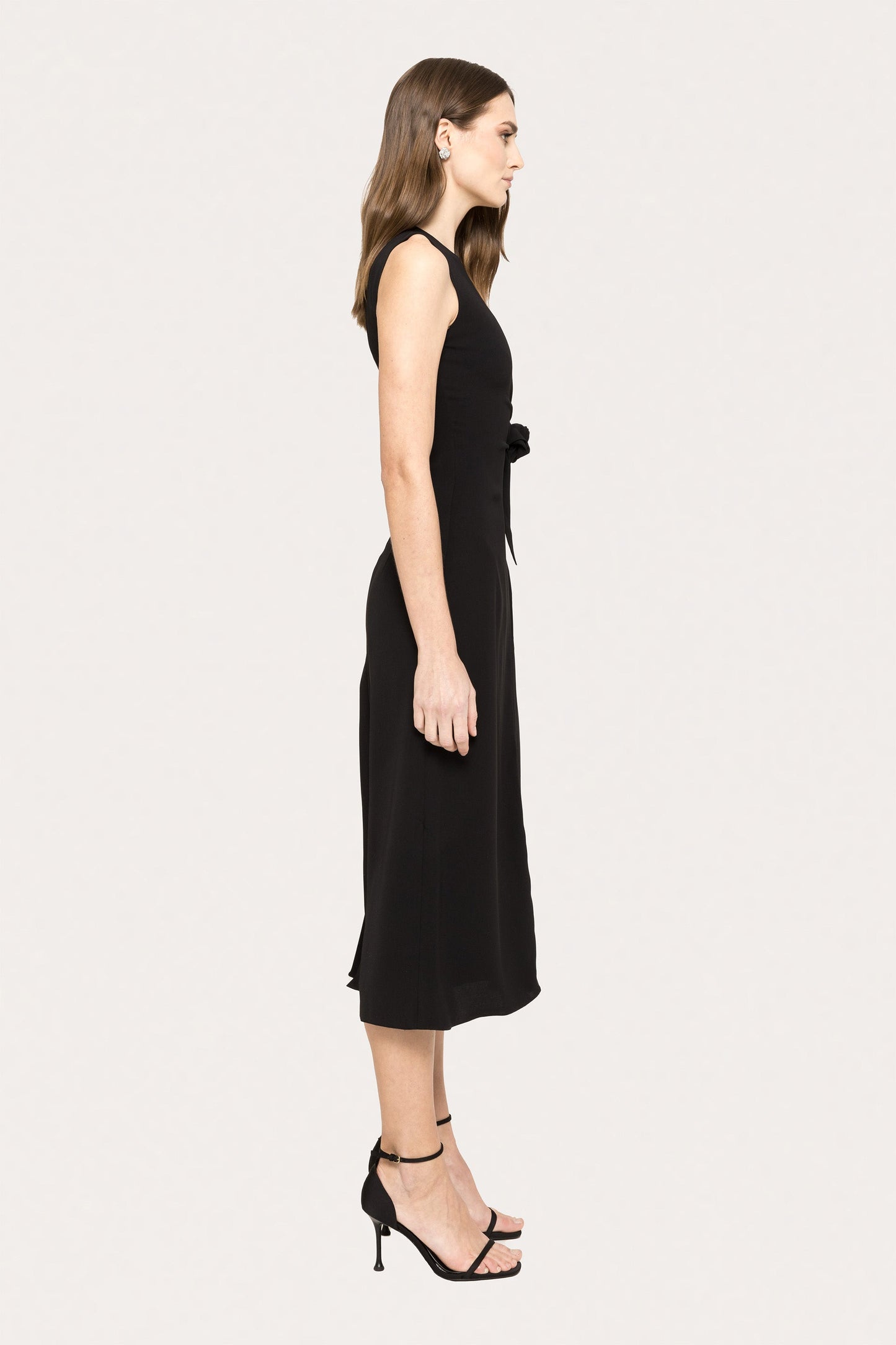 Floral-appliqué midi dress - RC15688 black NISSA