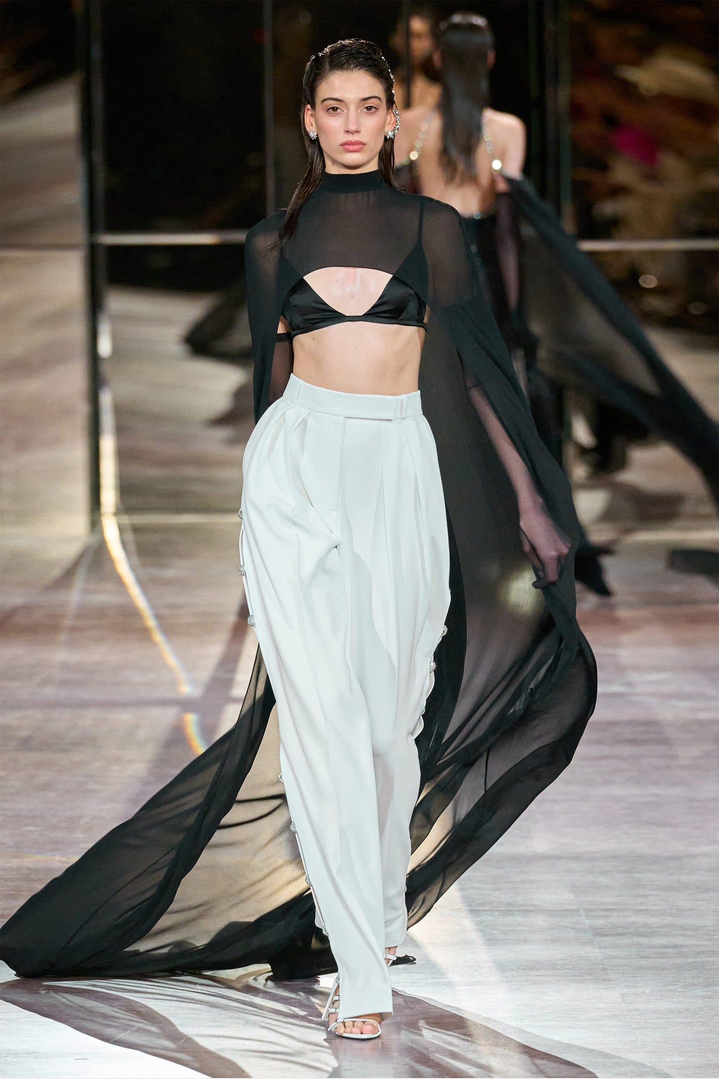 High rise side-slit white pants NISSA