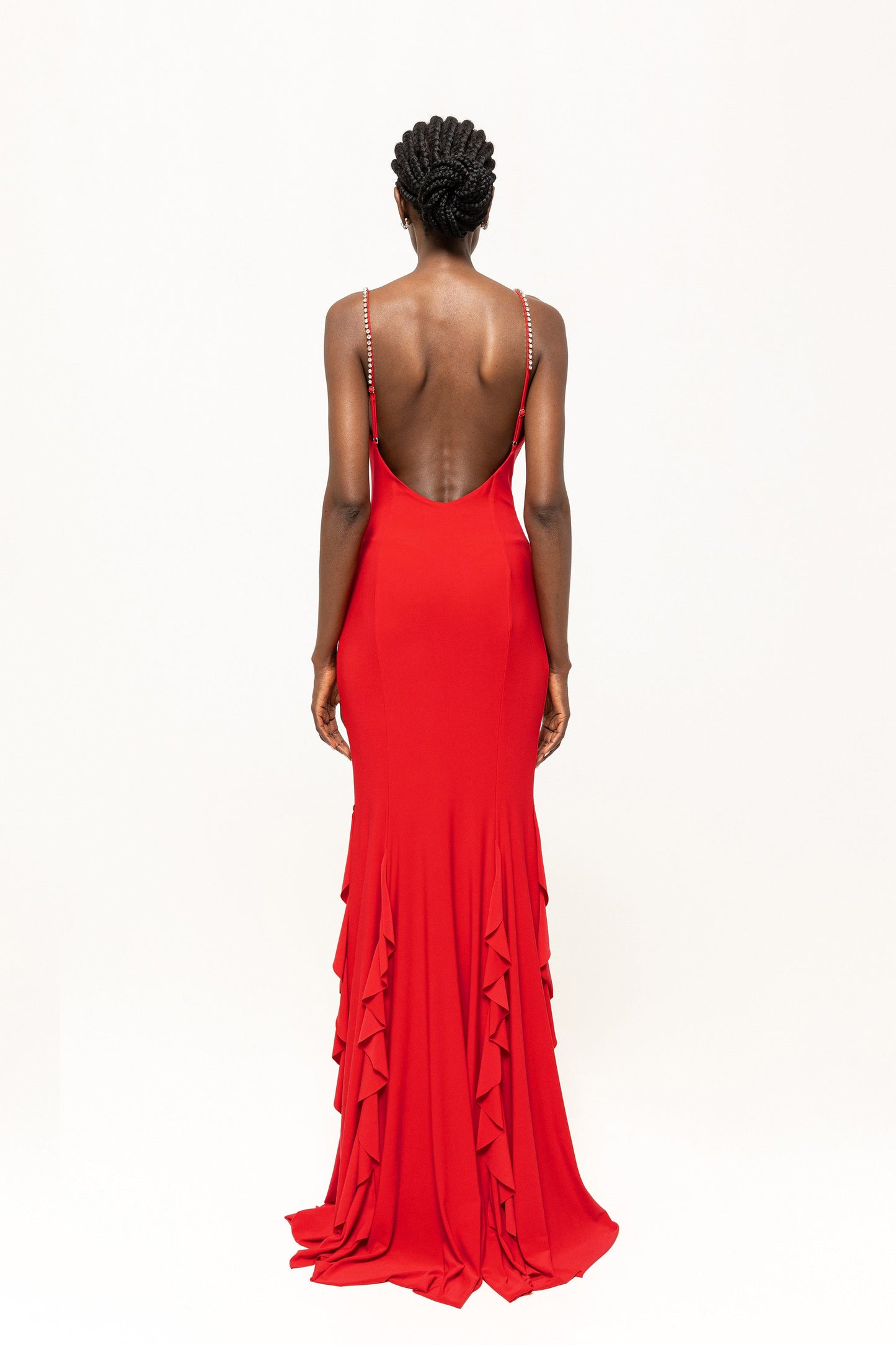 Ruffle-detailing chiffon maxi dress NISSA