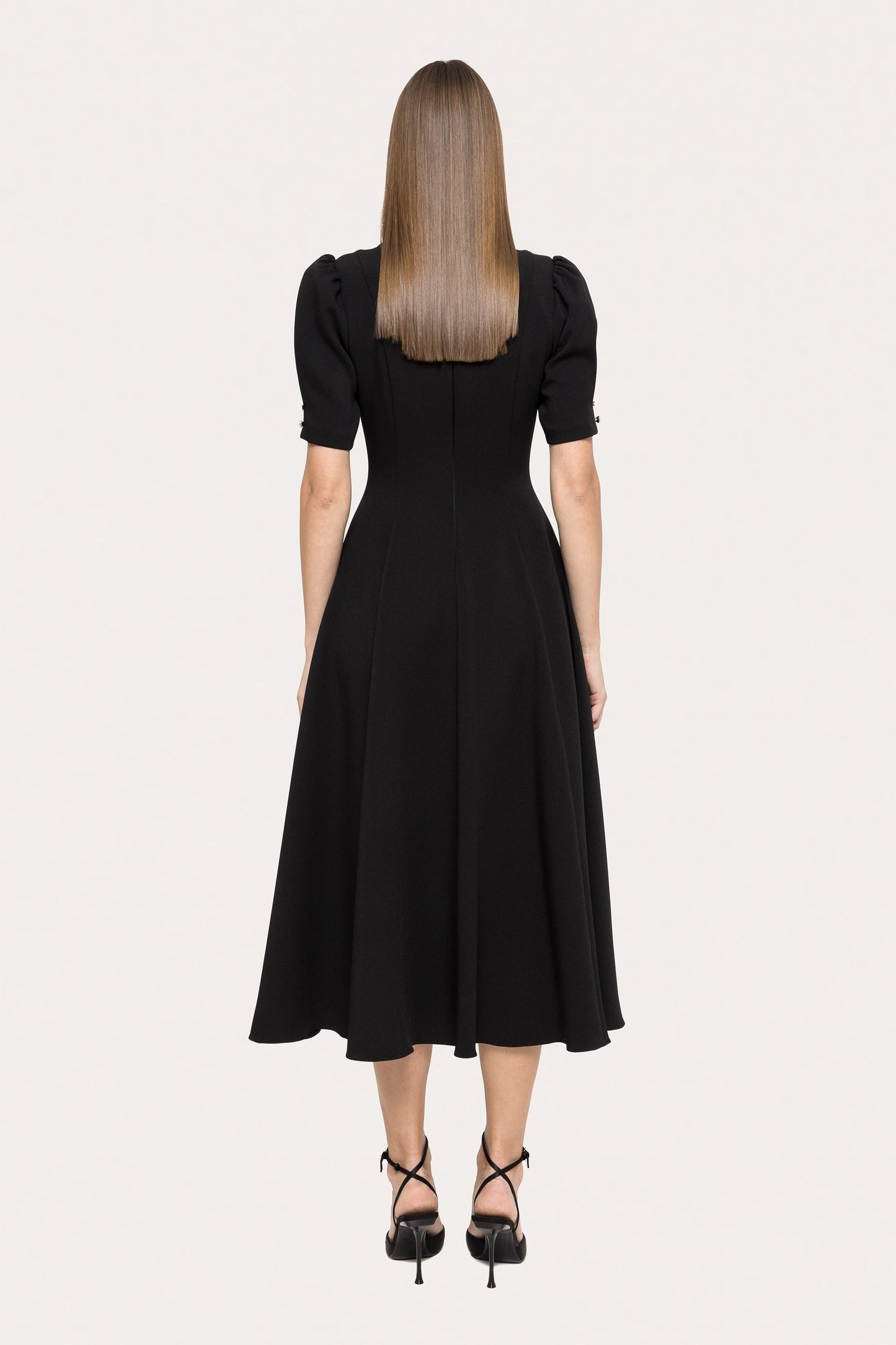 Crystal-bow crepe midi dress NISSA