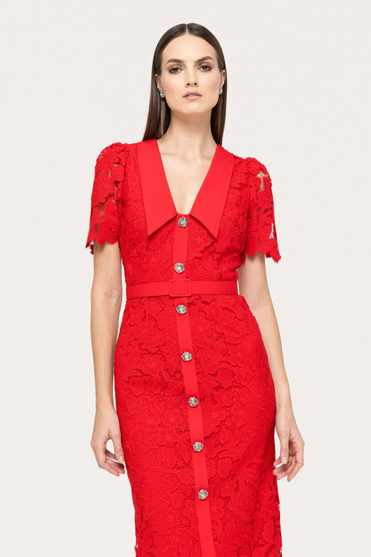 Lace bodycon midi dress - RS15763 NISSA