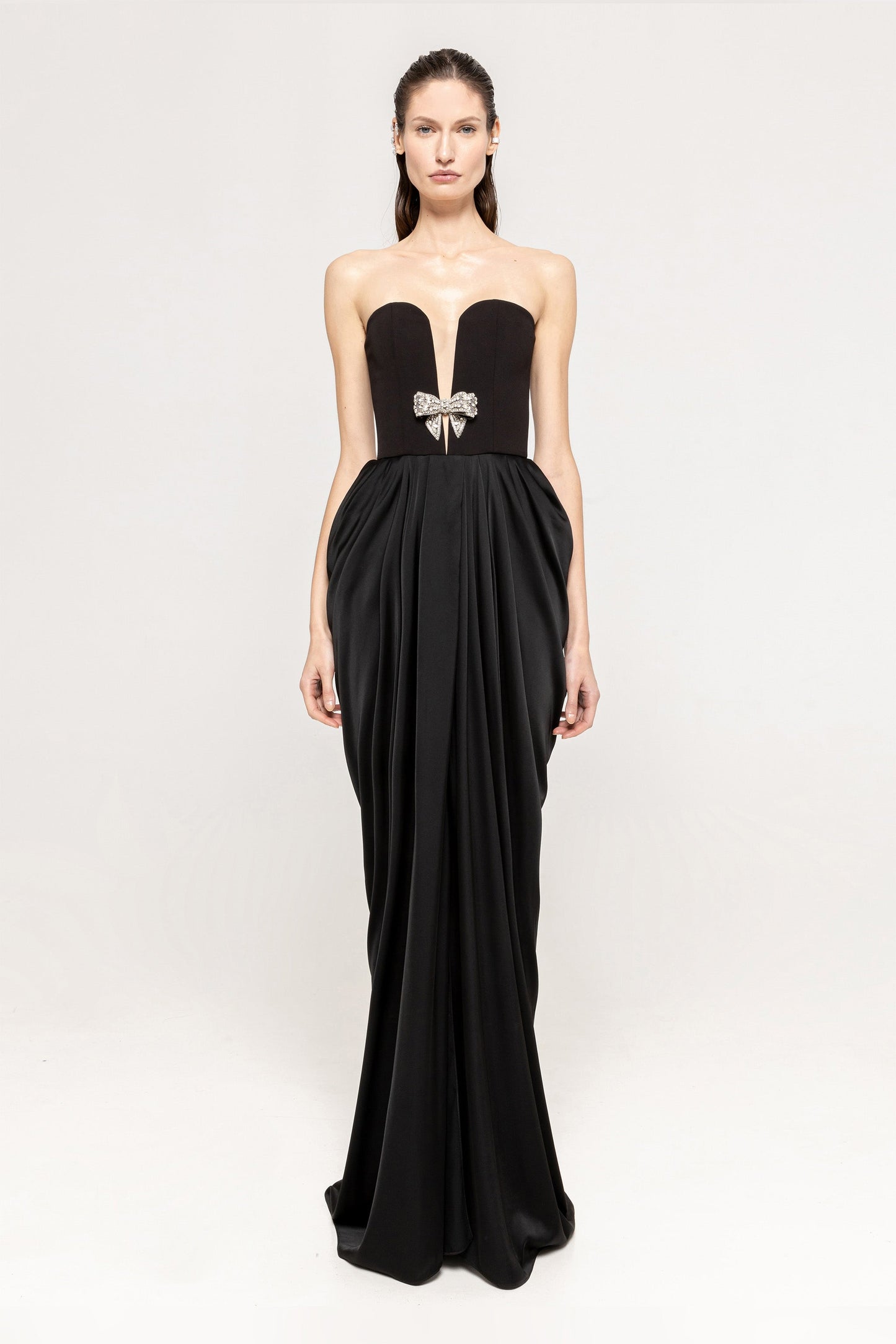 Bow-embellished draped dress NISSA