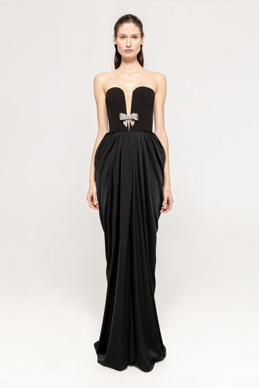 Bow-embellished draped dress NISSA