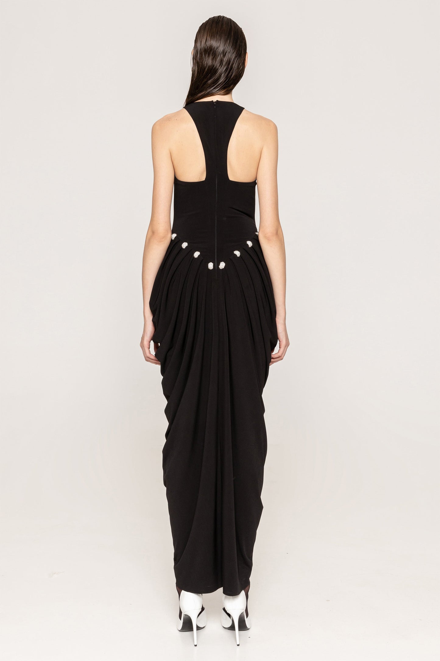 Draped halterneck jersey dress NISSA