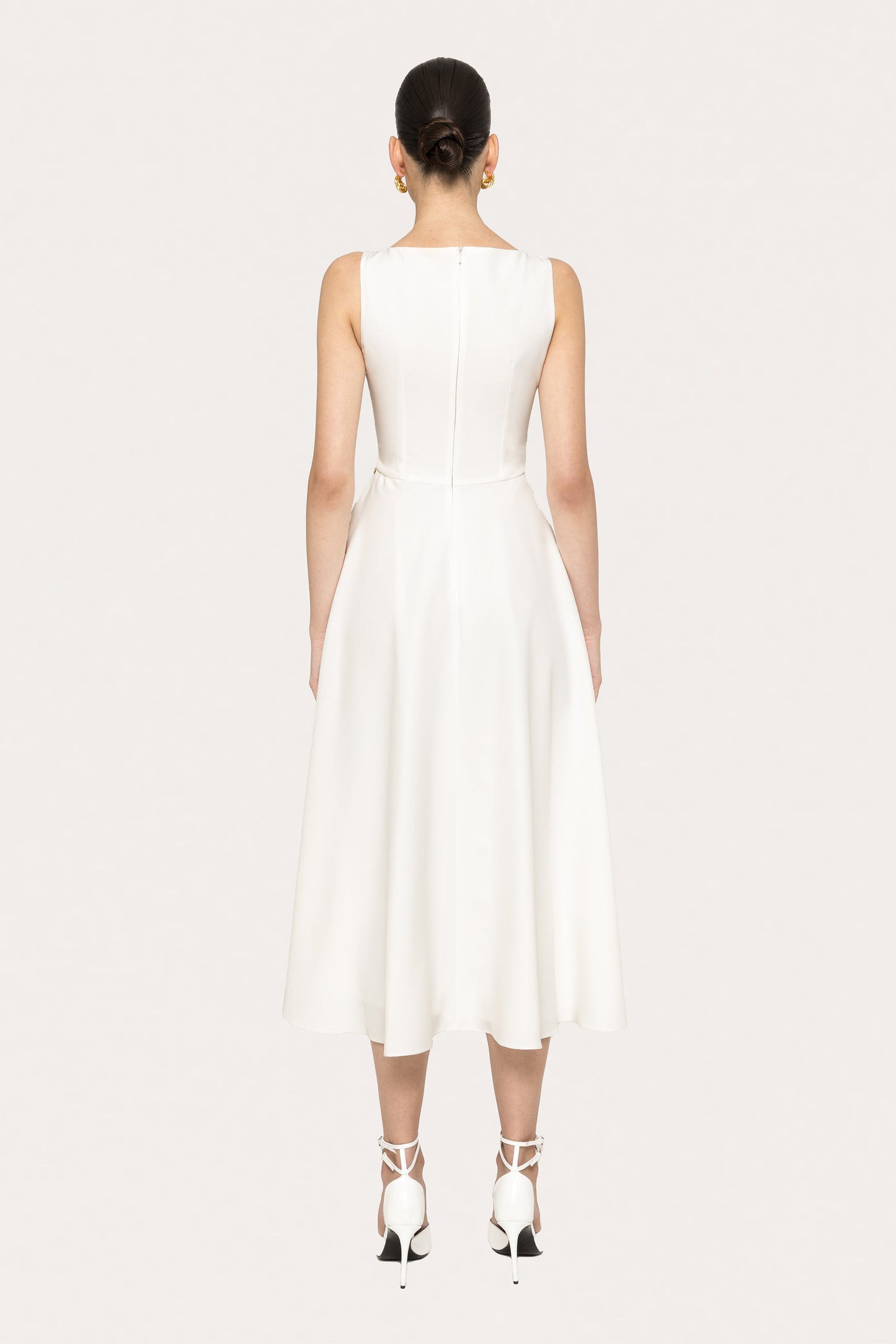 Bow-detail midi dress - RZ15912 white NISSA