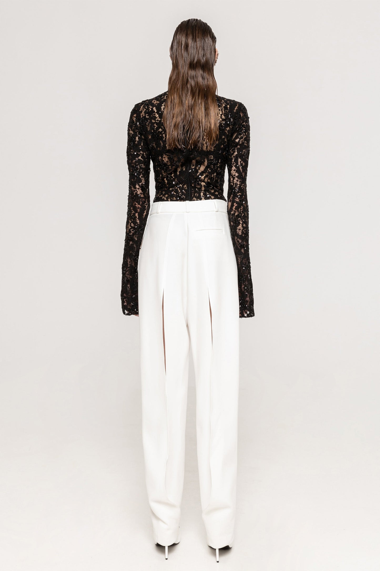 High-rise back-slit pants NISSA