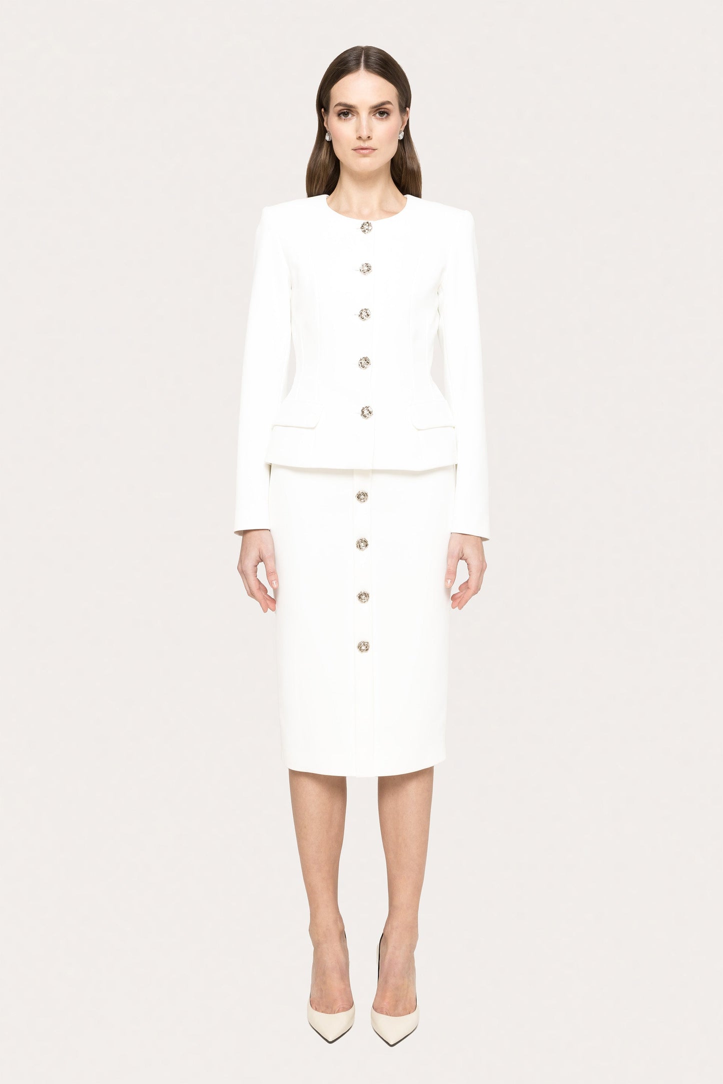 Fitted suit jacket - J15791 white NISSA