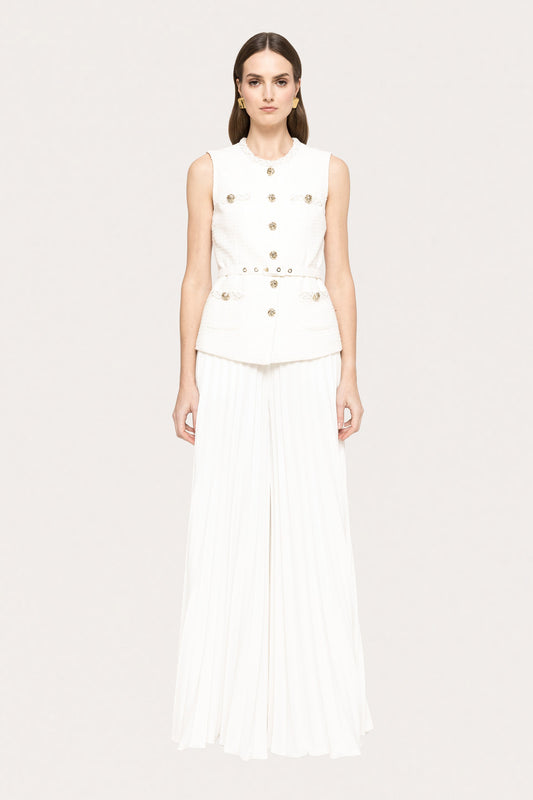 Belted boucle vest - J15745 white NISSA