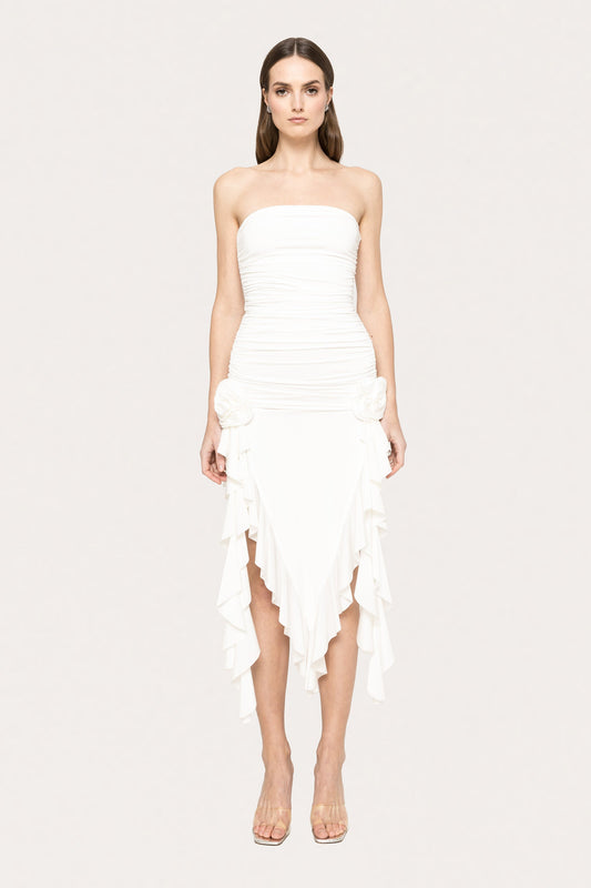 Floral-appliqué midi dress NISSA