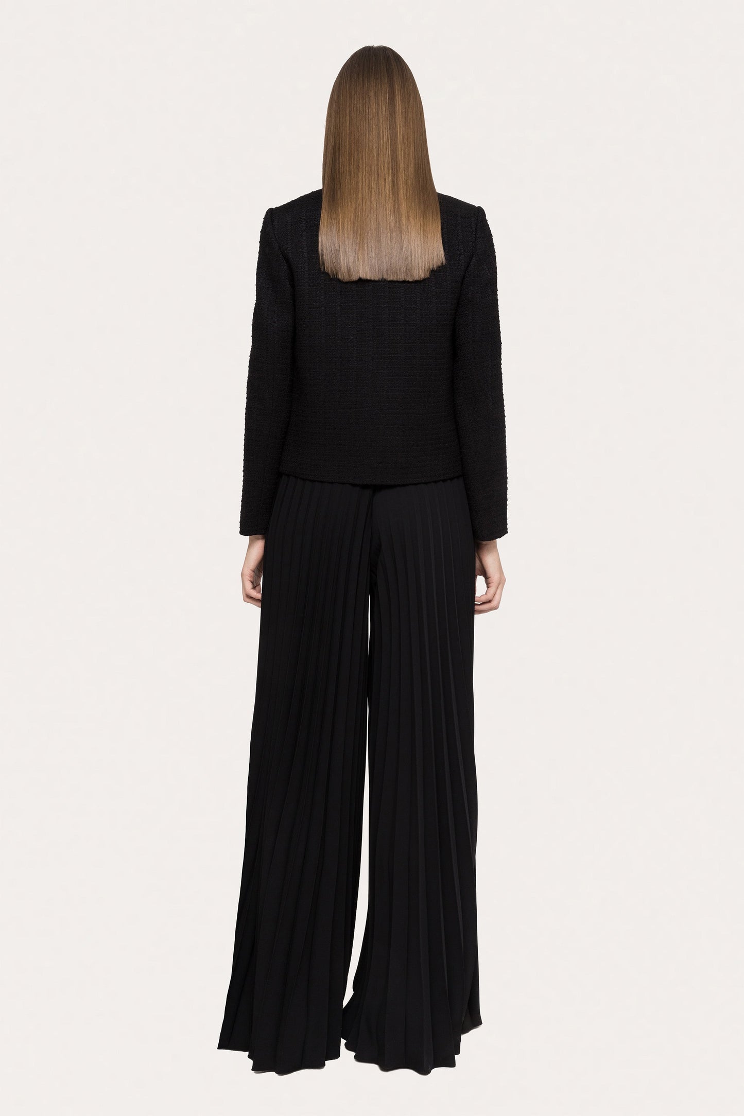 Bow-detail boucle suit jacket - J15628 black NISSA