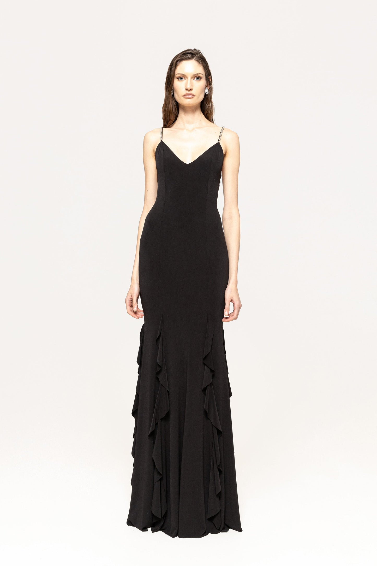 Ruffle-detailing chiffon maxi dress NISSA