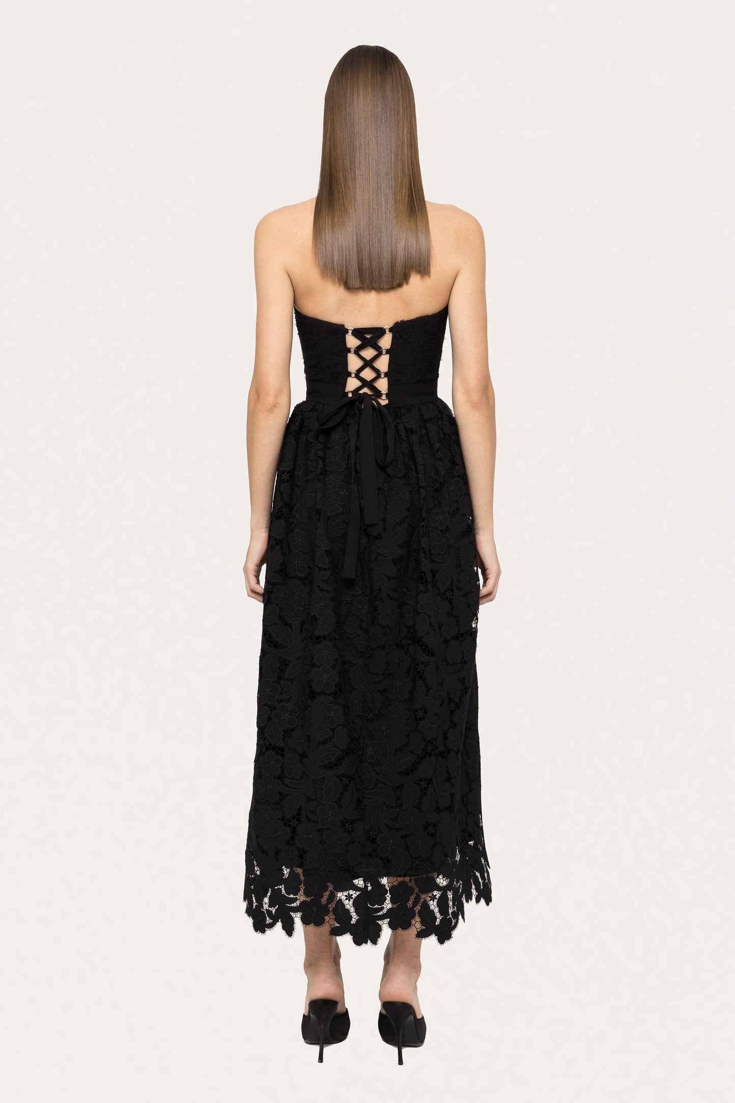Corset-style strapless lace dress NISSA