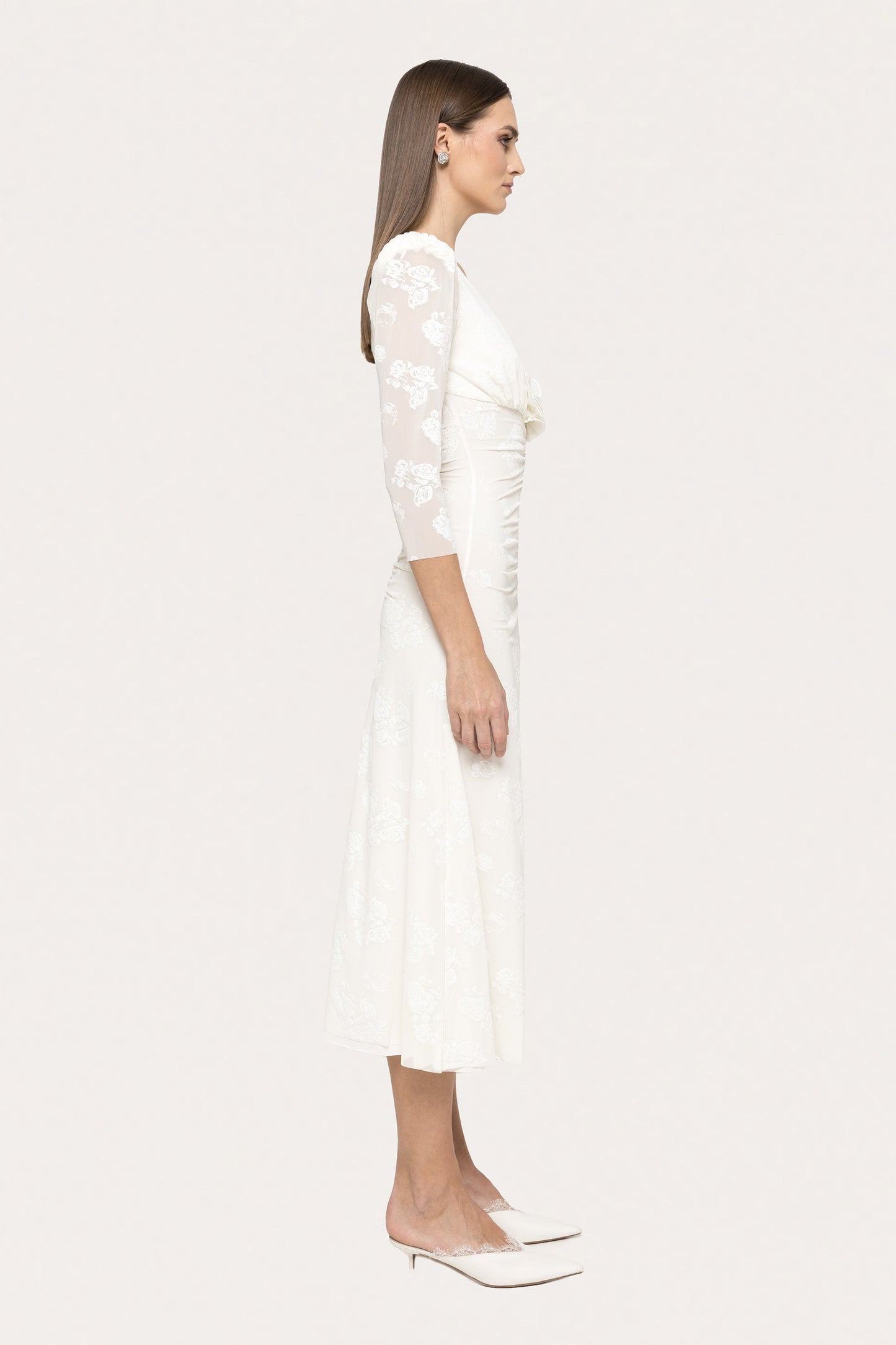 Floral-appliqué mesh dress - RS15654 NISSA