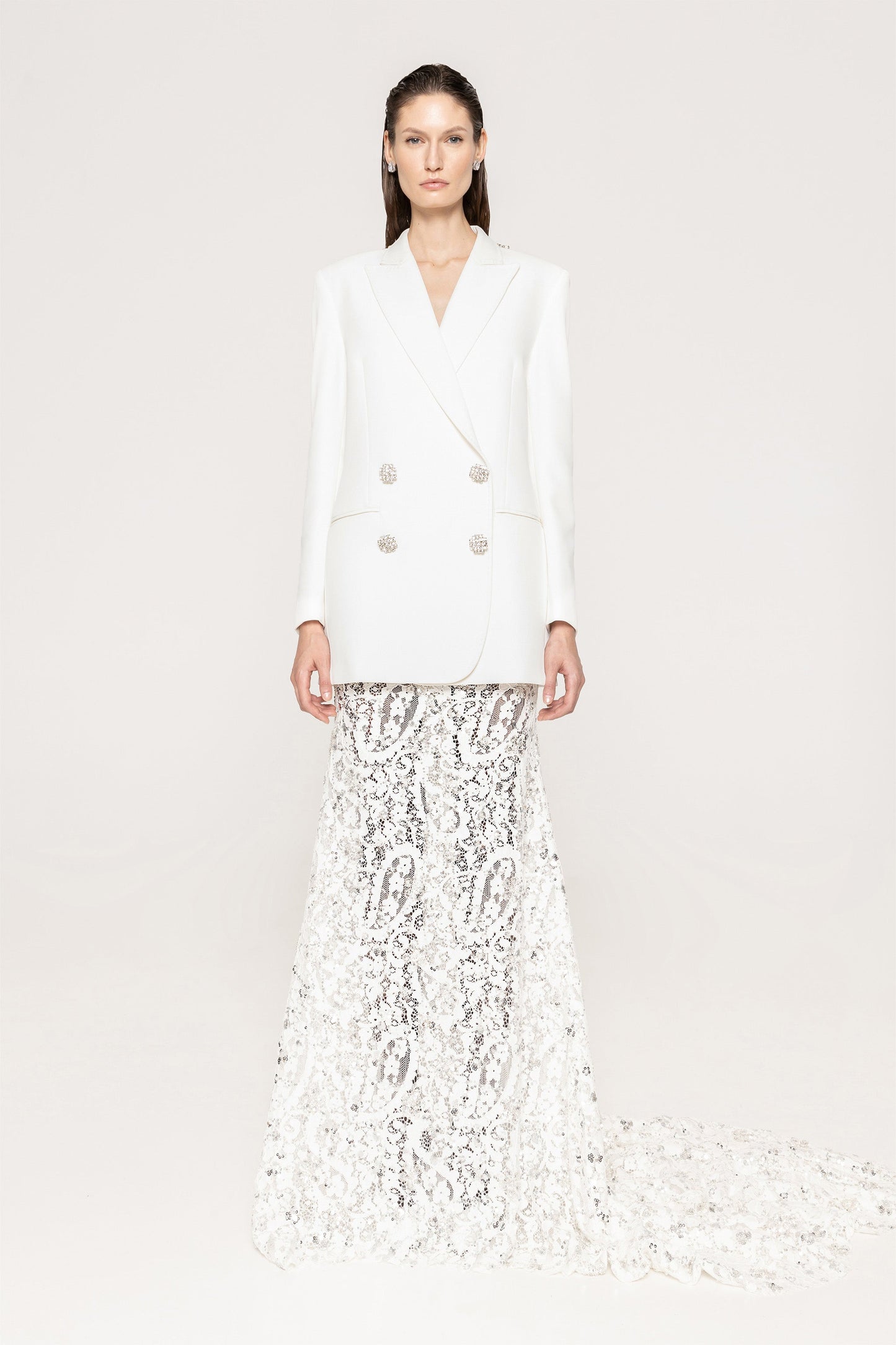 Sequin-embellished lace maxi skirt NISSA