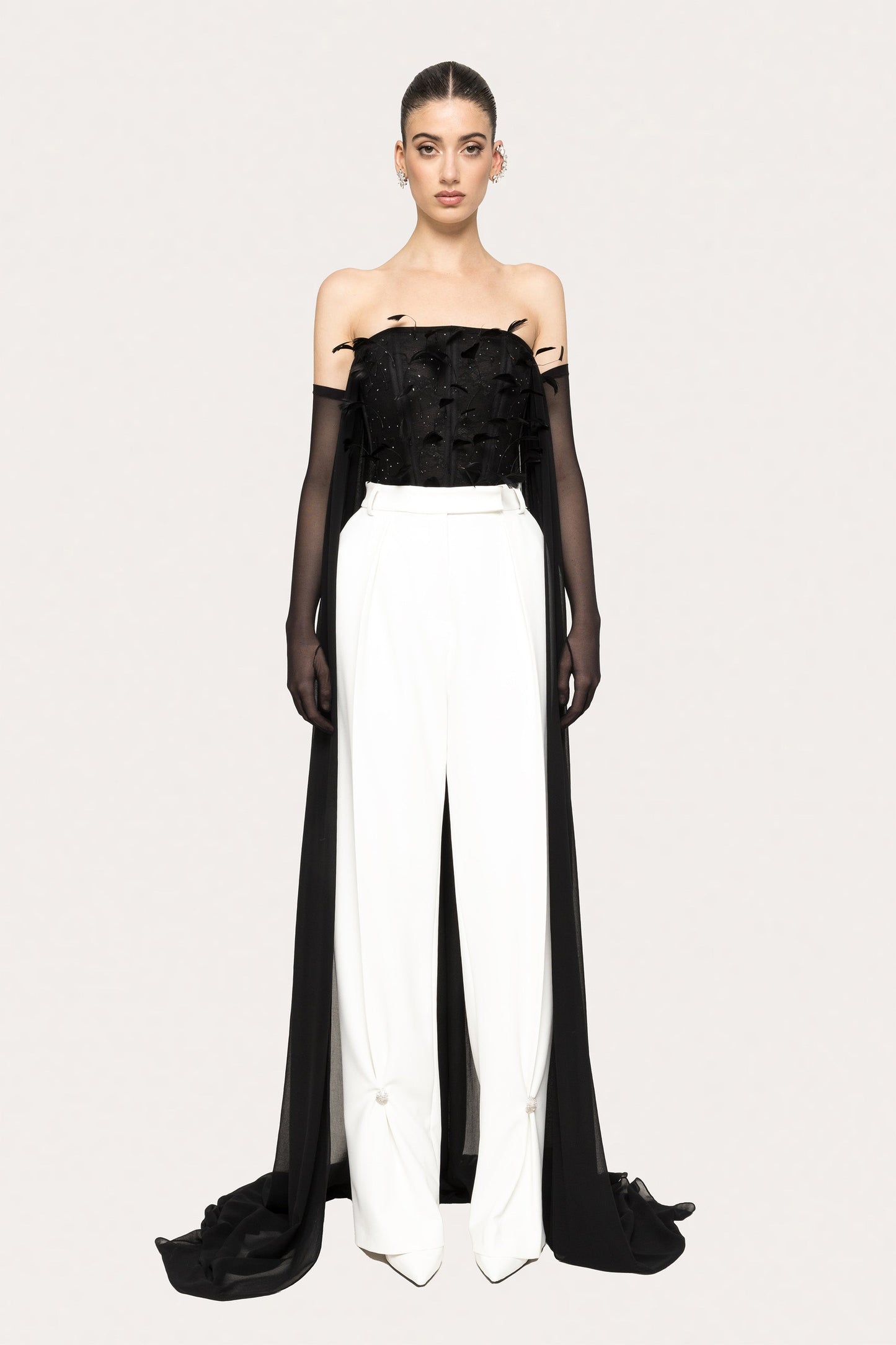 Crystal-detail high-rise pants NISSA