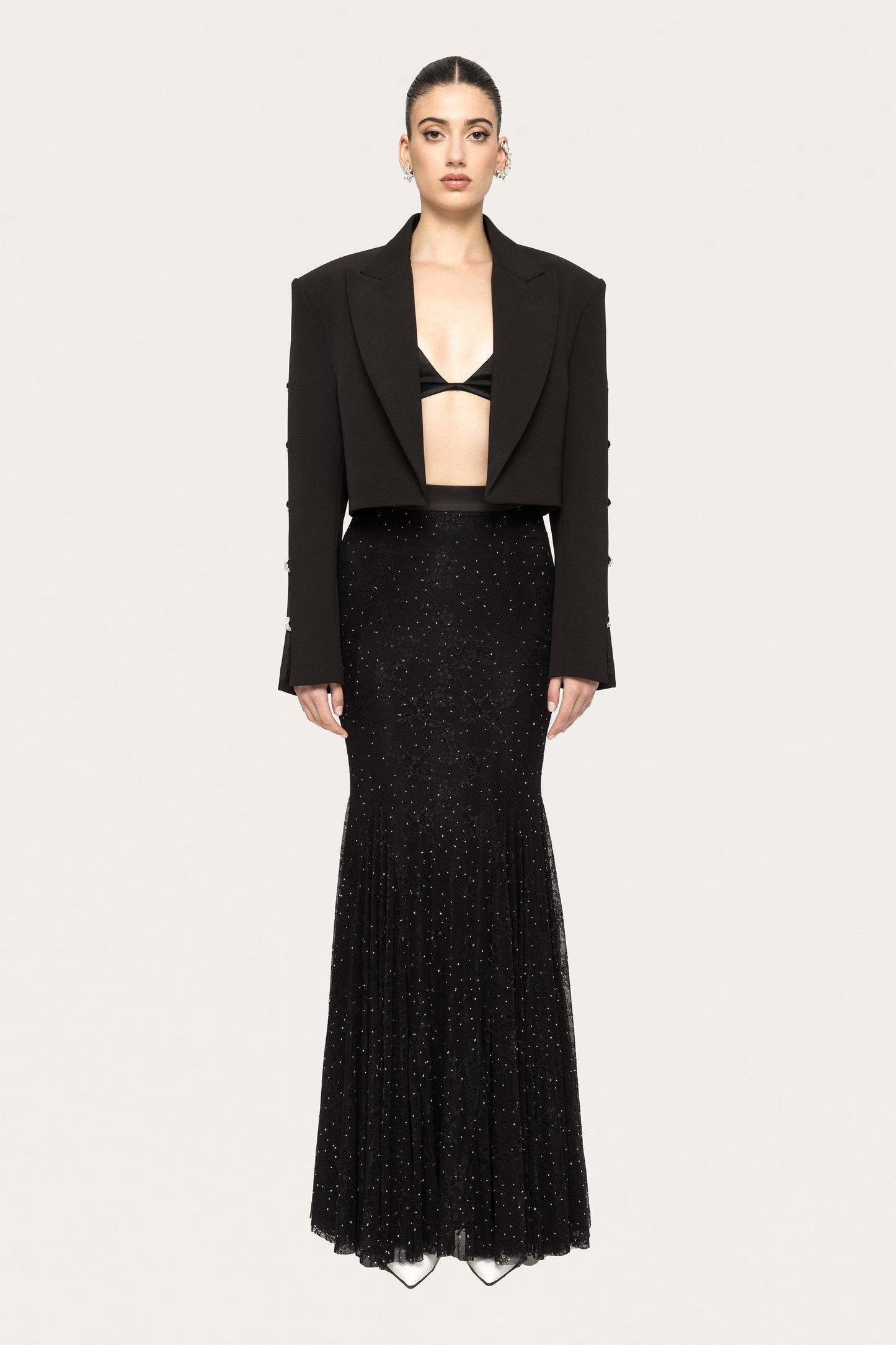 Crystal-embellished cropped blazer NISSA