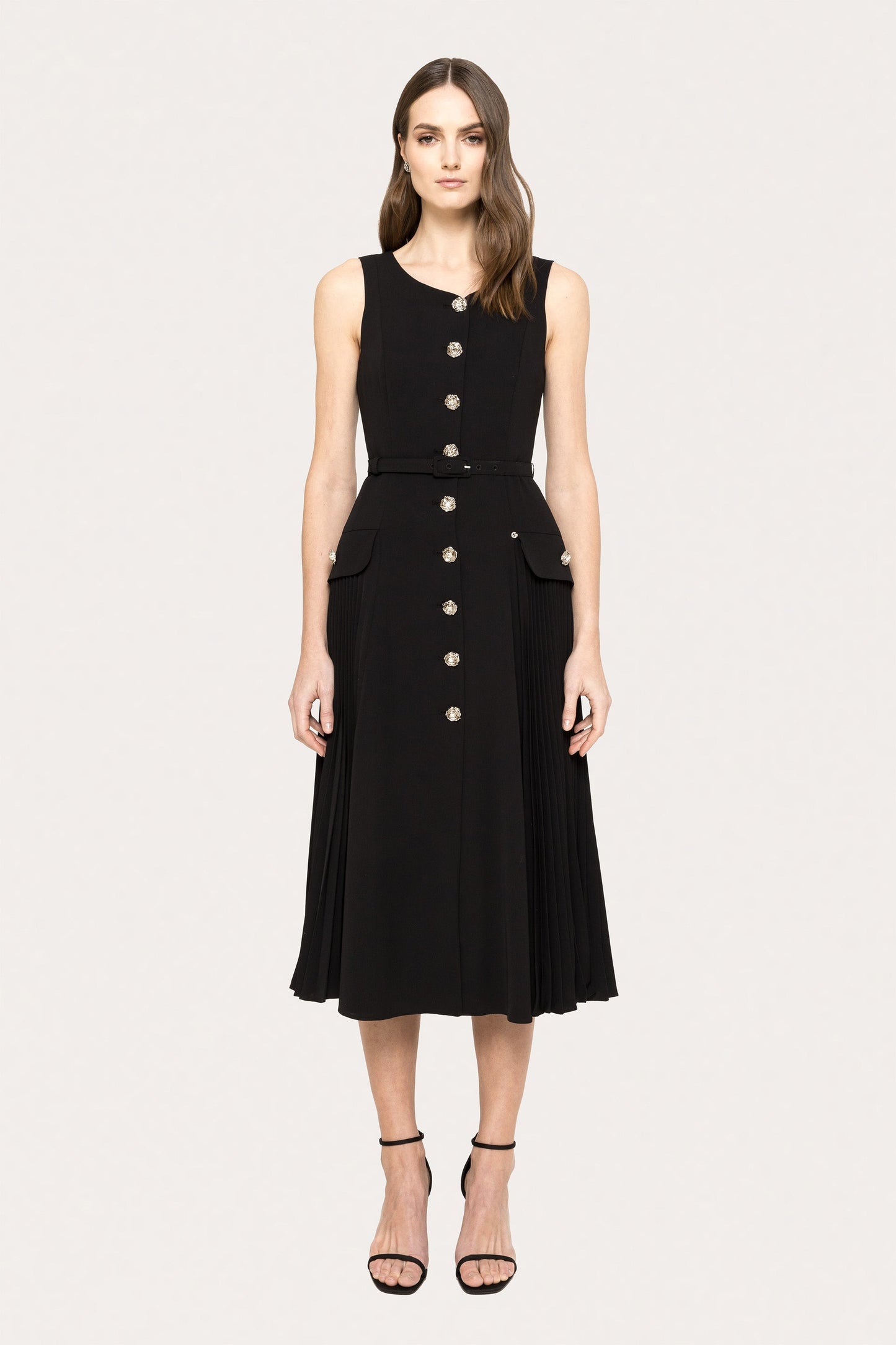 Belted pleated midi dress - RZ15651 NISSA