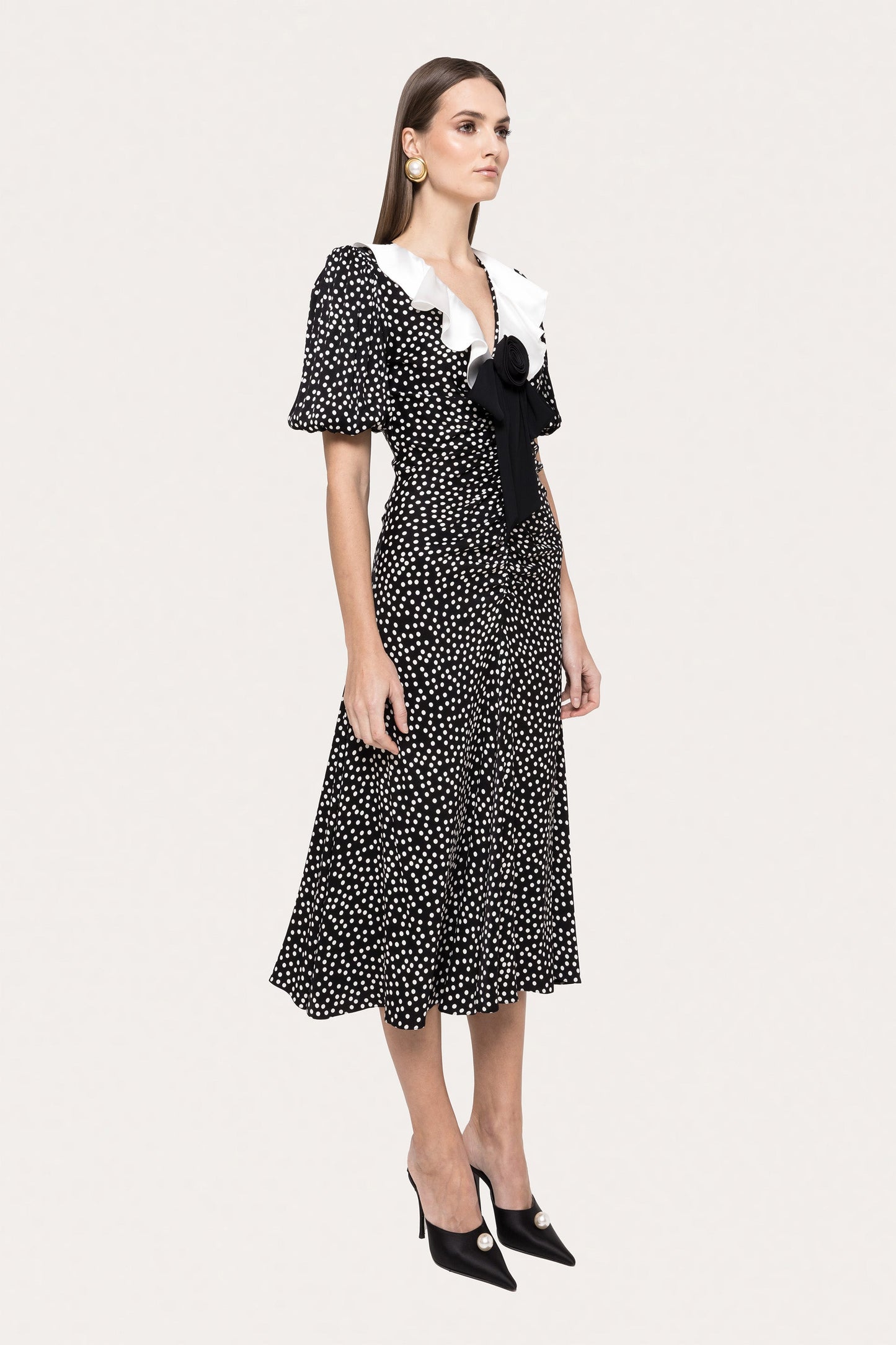 Polka-dots viscose midi dress - RC15741 NISSA