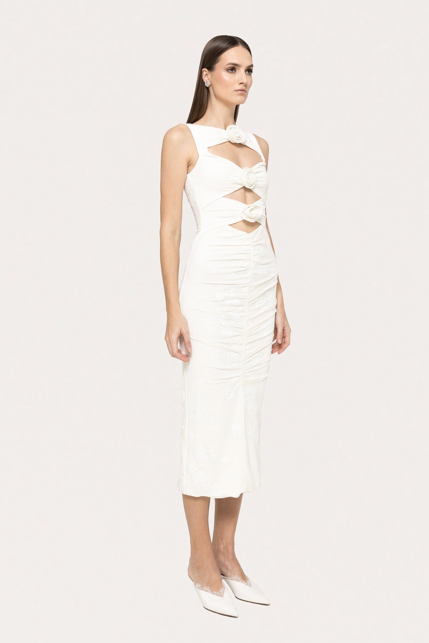 Floral-appliqué midi dress - RS15613 NISSA