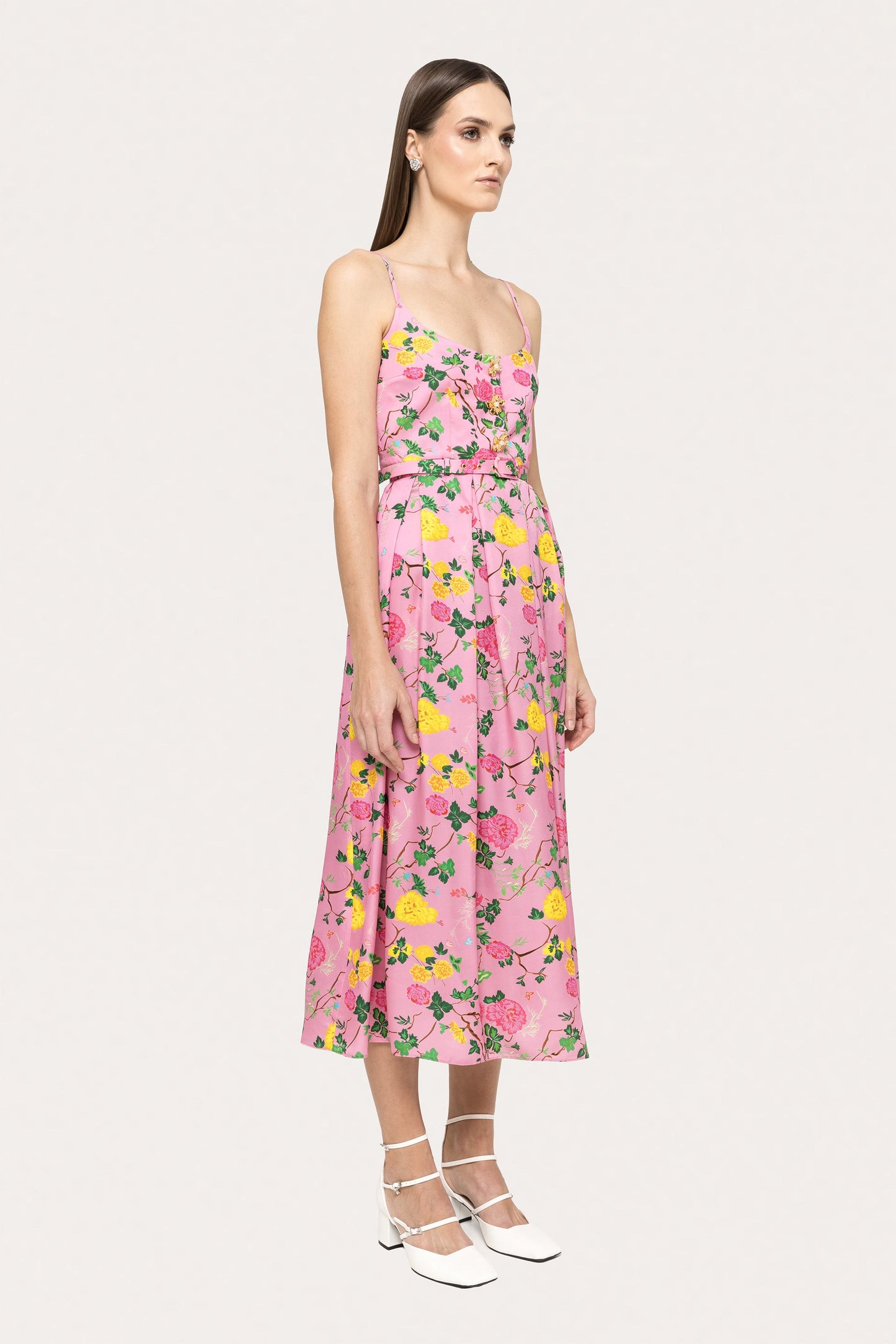 Belted viscose midi dress - RC15828 NISSA