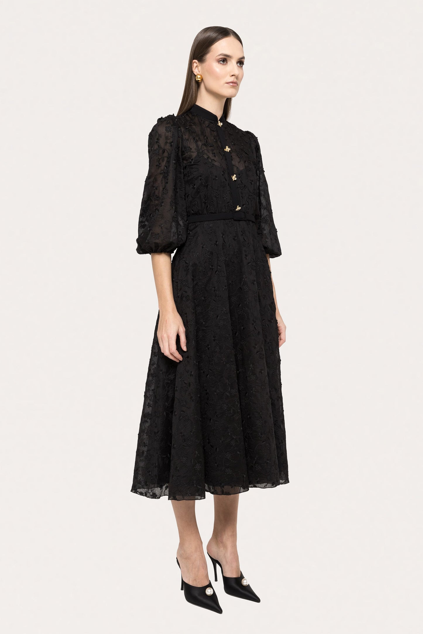 Embroidered lyocell midi dress NISSA