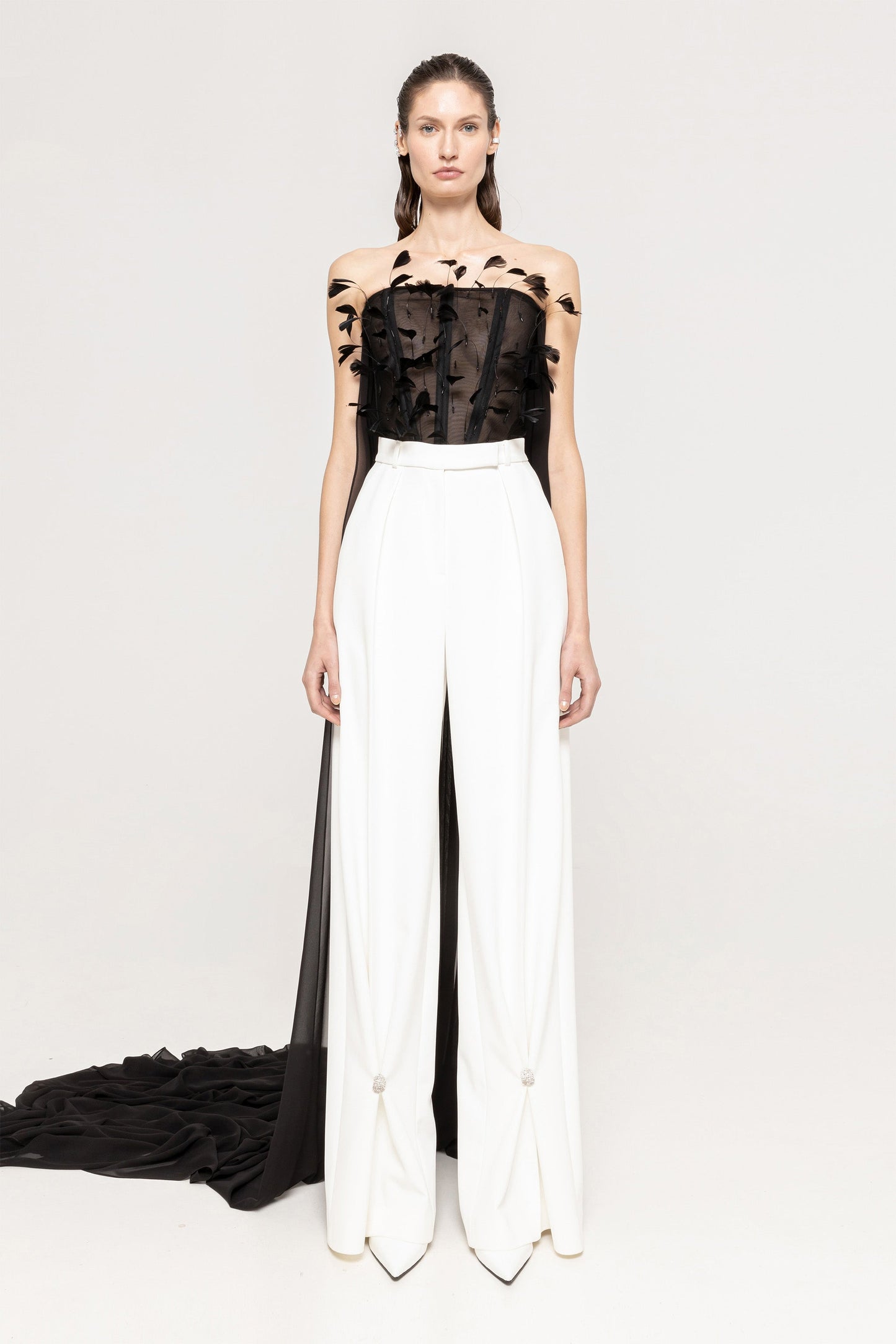 Crystal-detail high-rise pants NISSA