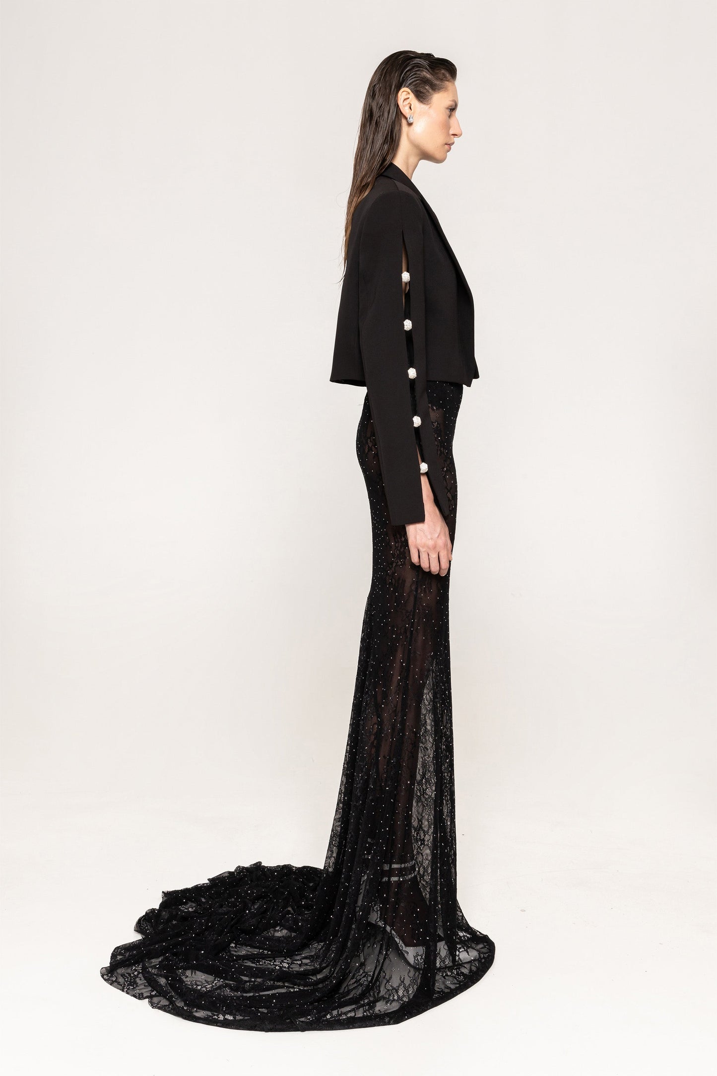 Crystal-embellished cropped blazer NISSA