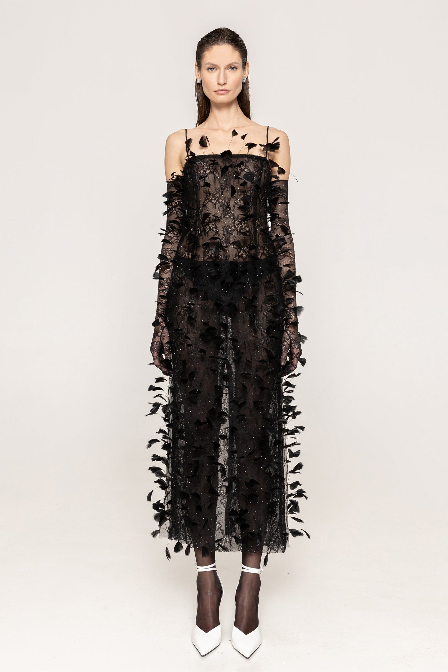 Ostrich-feather lace dress NISSA