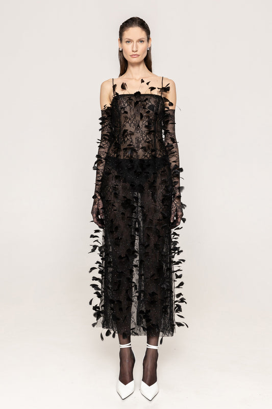 Ostrich-feather lace dress NISSA